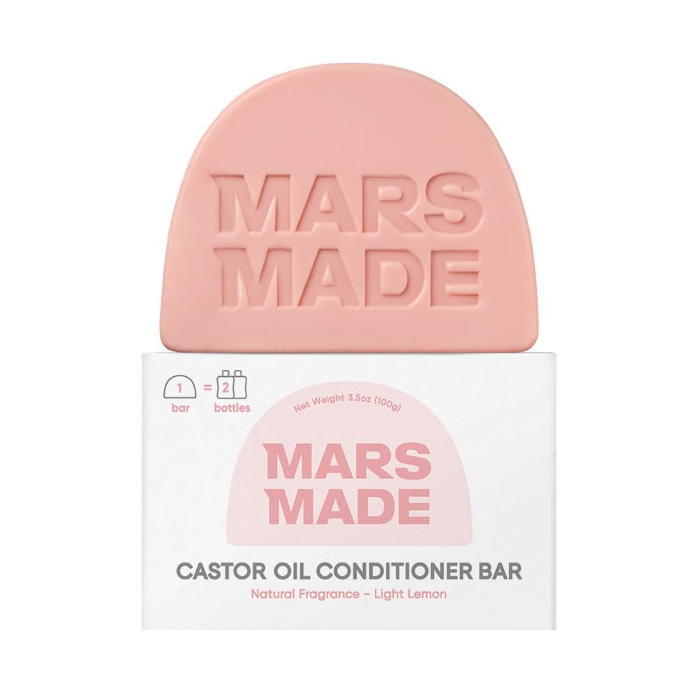 MARS MADE Castor Oil Conditioner Bar – Nourishing & Soothing Natural Deep Conditioner for All Hair Types – Hair Moisturizing, Cleansing Solid Soap Bar – Zero Waste, No Animal Trials 3.5 oz