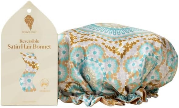 Bounce Curl Reversible Satin Hair Bonnet, Adjustable Band, Night Cap For Curly Hair Reduce Friction Helps Prevent Frizz