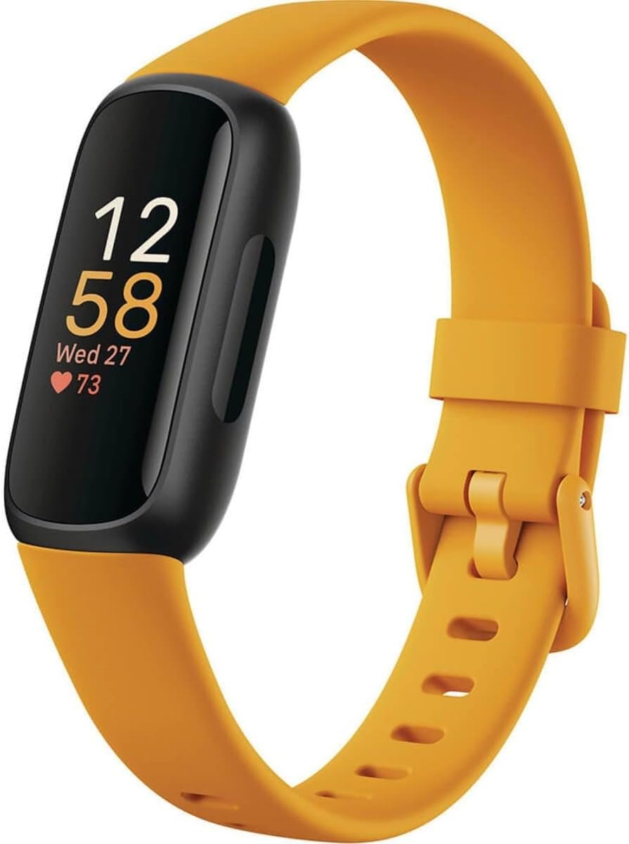 Fitbit Inspire 3 Health & Fitness Tracker with Stress Management, Workout Intensity, Sleep Tracking, 24/7 Heart Rate – 3-Month Google Health Premium Membership Included – Morning Glow/Black