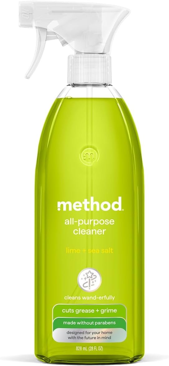 Method All-Purpose Cleaner Spray, Lime + Sea Salt – Cuts Grease & Grime on Counters, Glass, Sealed Wood & Floors, for Kitchen & Bathroom, 28 fl oz