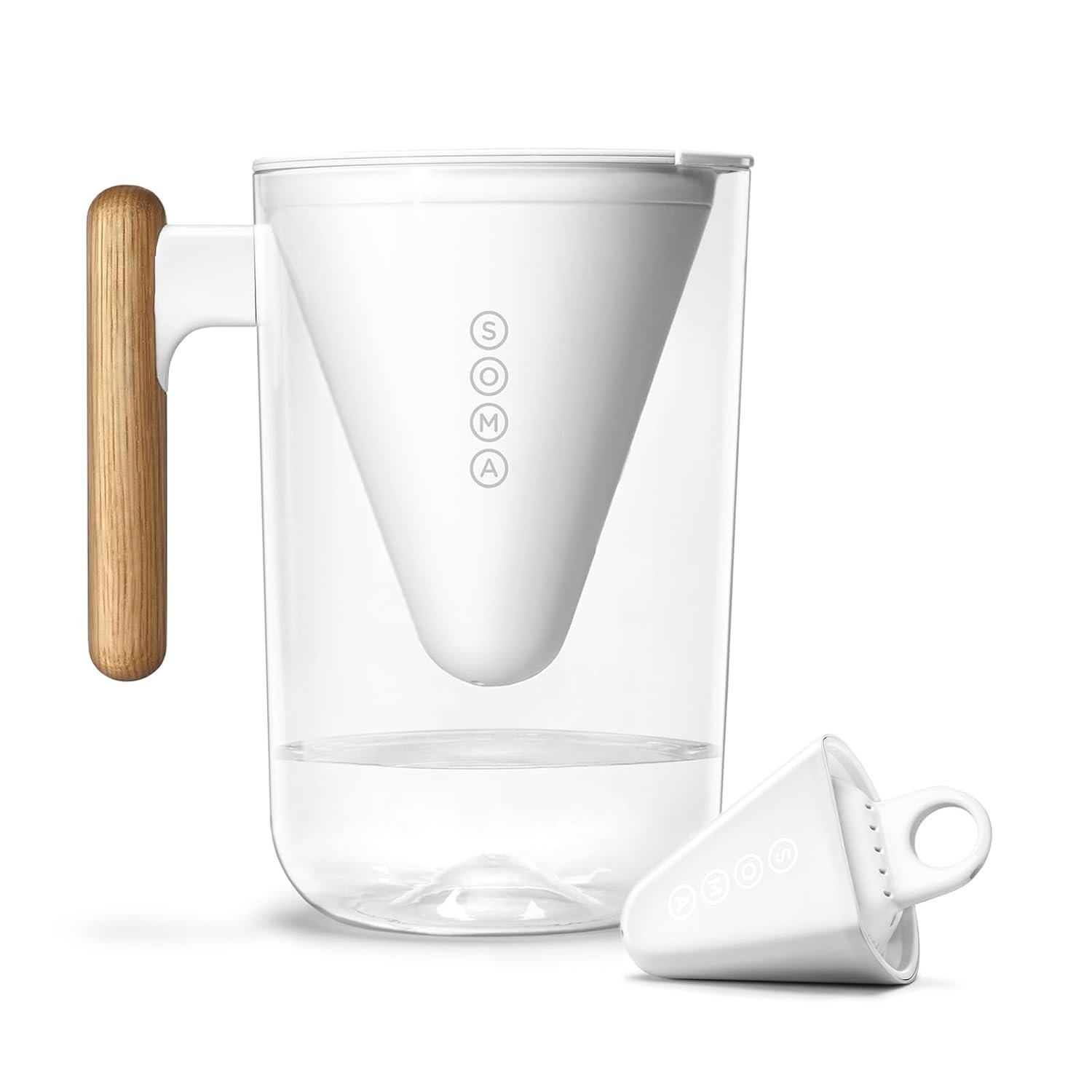 Soma by Full Circle 10-Cup Water Filter Pitcher with Bamboo Handle – BPA-Free, Shatter-Resistant – Coconut Shell Carbon Filter Reduces Chlorine, Lead & More – 80 oz Filtered Water Dispenser