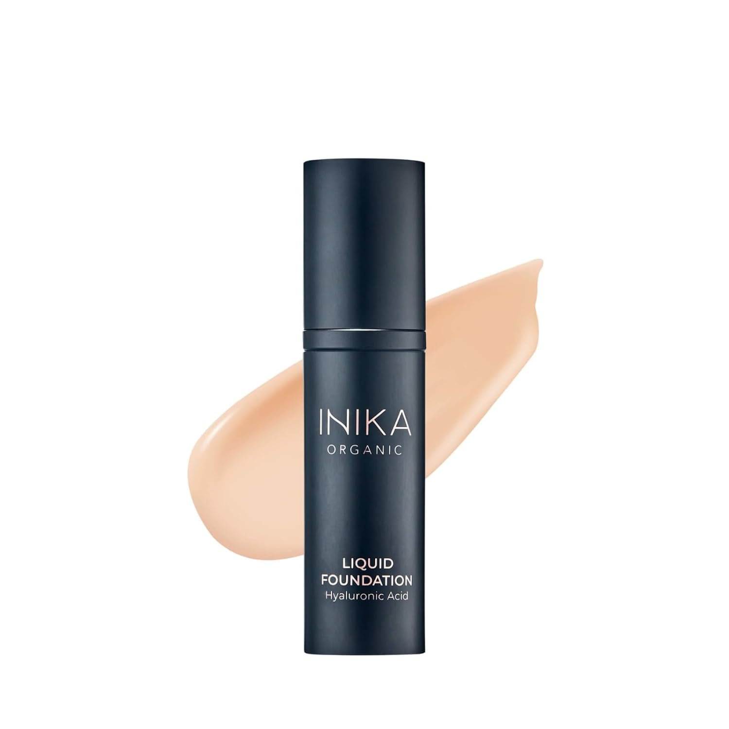 INIKA Organic Full Coverage Liquid Foundation Makeup with Hyaluronic Acid and Argan Oil, Vegan and Organic Foundation for Skin Elasticity and Plumpness, Natural Coverage, Nude, 30ml