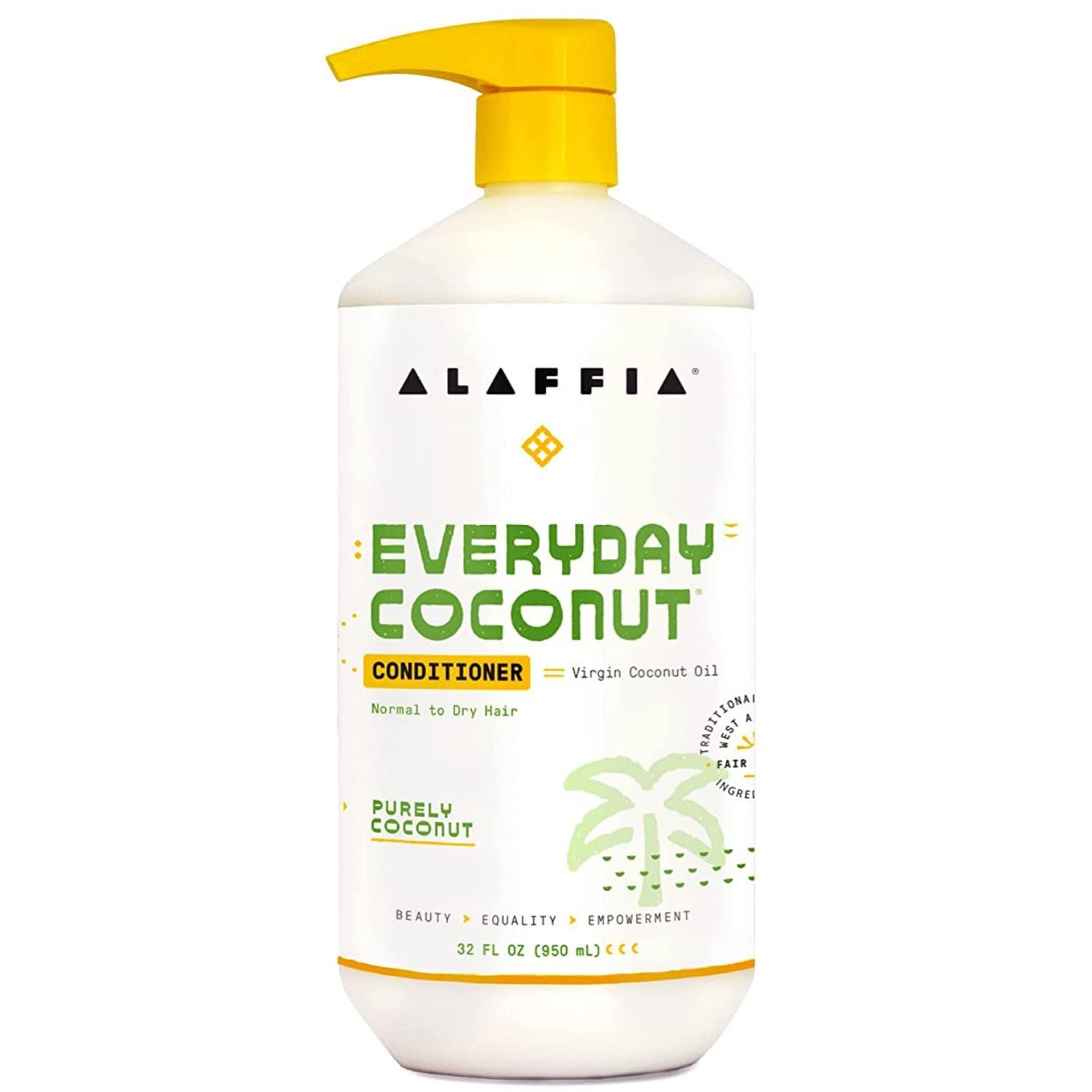 Alaffia Conditioner, EveryDay Coconut – Purely Coconut Hydrating Hair Conditioner, Detangler, Frizz Control, 32 Oz Ea
