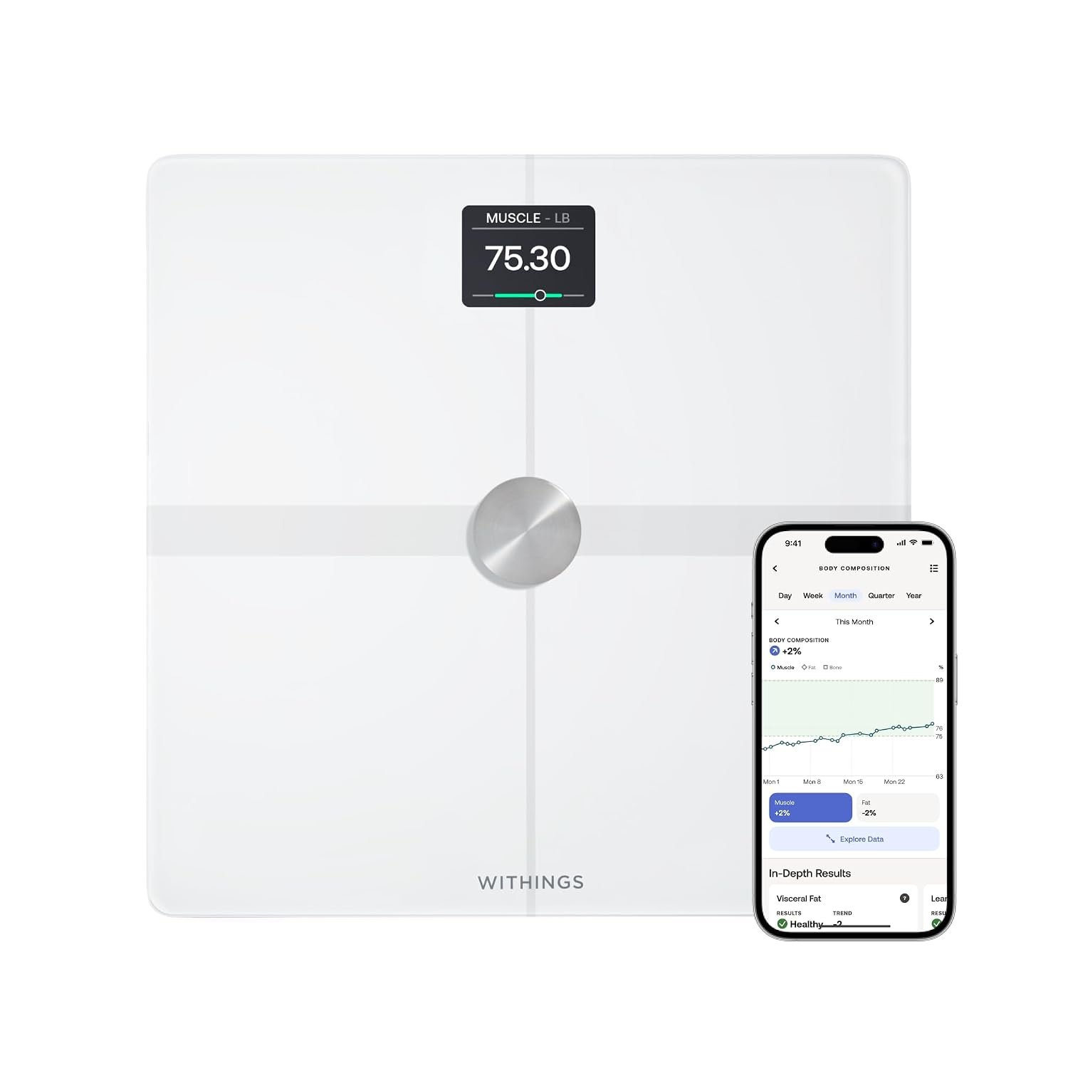 WITHINGS Body Smart – Accurate Scale for Body Weight and Fat Percentage, Body Composition Wi-Fi and Bluetooth Weight Scale, Baby Weight Scale, Smart Scale Apple Health Compatible, Bathroom Scale