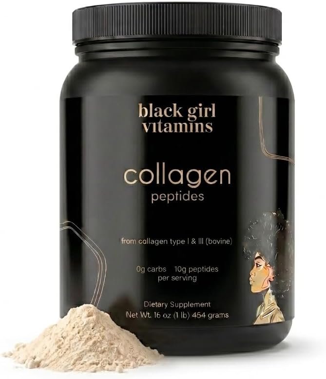 Black Girl Vitamins | Collagen Peptides Powder – Collagen for Skin, Hair & Nails – Unflavored Hydrolyzed Collagen Powder, Dairy-Free, Gluten-Free Collagen for Women and Men – 16oz