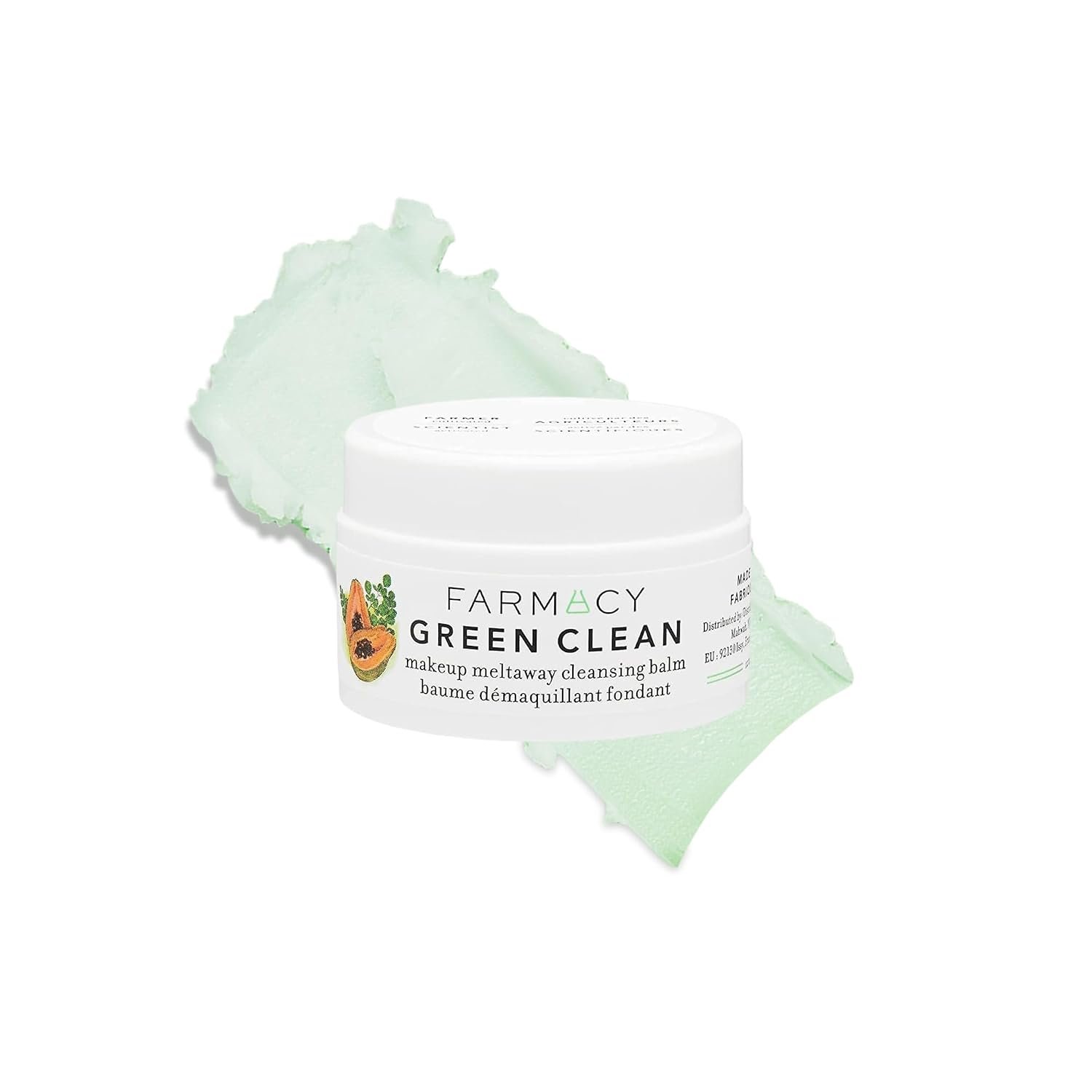 Farmacy Makeup Remover Cleansing Balm – Green Clean Waterproof Makeup Remover Balm + Oil Cleanser for Face – Gently Melts Make Up + SPF – Hydrates + Softens Skin with Super Greens + Papaya (12ml)