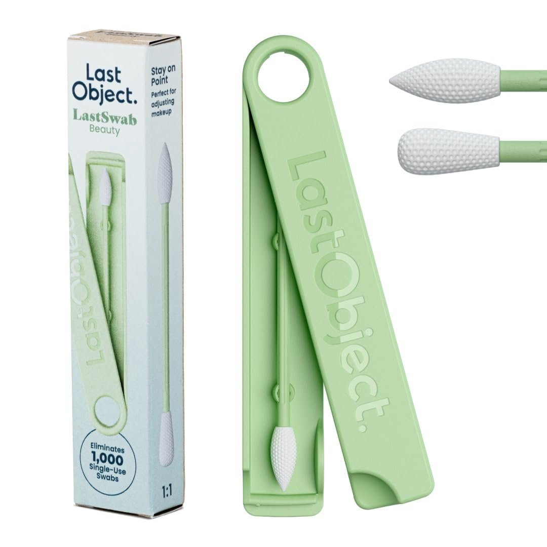 LastSwab Reusable Q-Tips for Makeup – Precision Silicone Cotton Swabs for Eyeliner, Mascara & Touch-Ups – Eco-Friendly Washable Q Tip Alternative – Zero Waste, Travel Case – Green