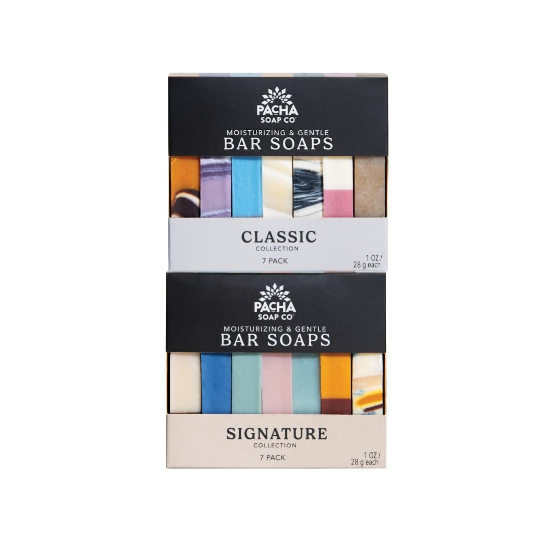 Pacha Soap Co. Handcrafted Bar Soap – Pacha Peaces Uplift & Calm Bundle with Premium Soothing Essential Oils, Natural Bar Soap for Body, Face & Hands, Made in USA for Women and Men, 2-Pack (4 oz ea)