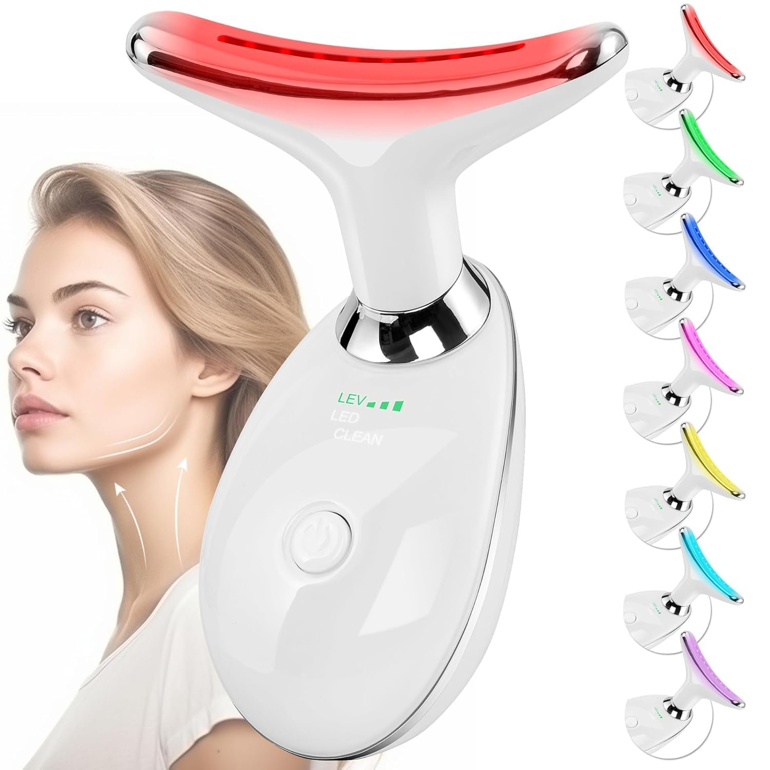 Facial Massager Face and Neck, Face 𝖲 culpting Wand Tool with 7 Color – Birthday, Christmas, Mothers Day, Valentines Day Gifts for Her Women Mom Best Friend Wife Teacher (White)
