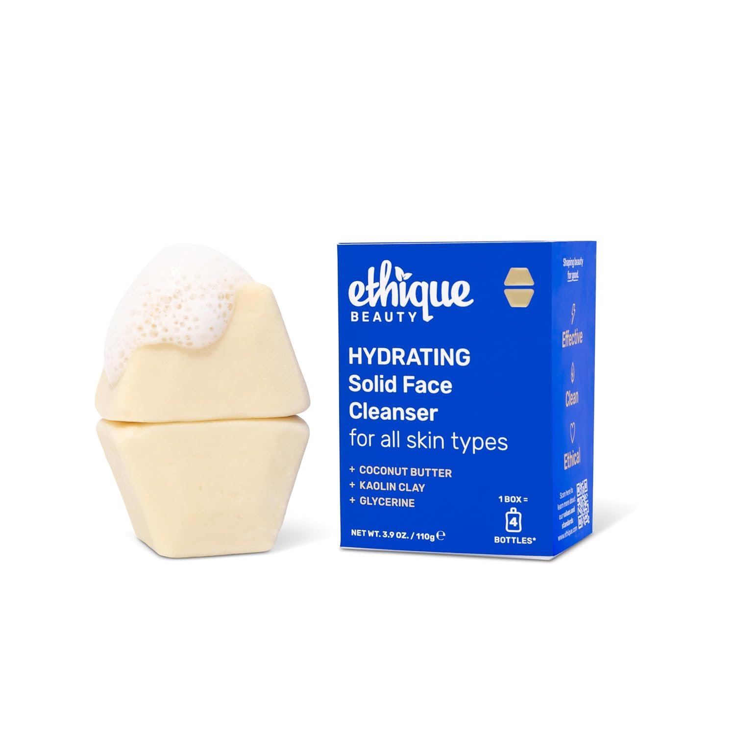 Ethique Hydrating – Solid Face Cleanser for All Skin Types – Plastic-Free, Vegan, Cruelty-Free, Eco-Friendly, 3.9 oz (Pack of 1: 2 bars)