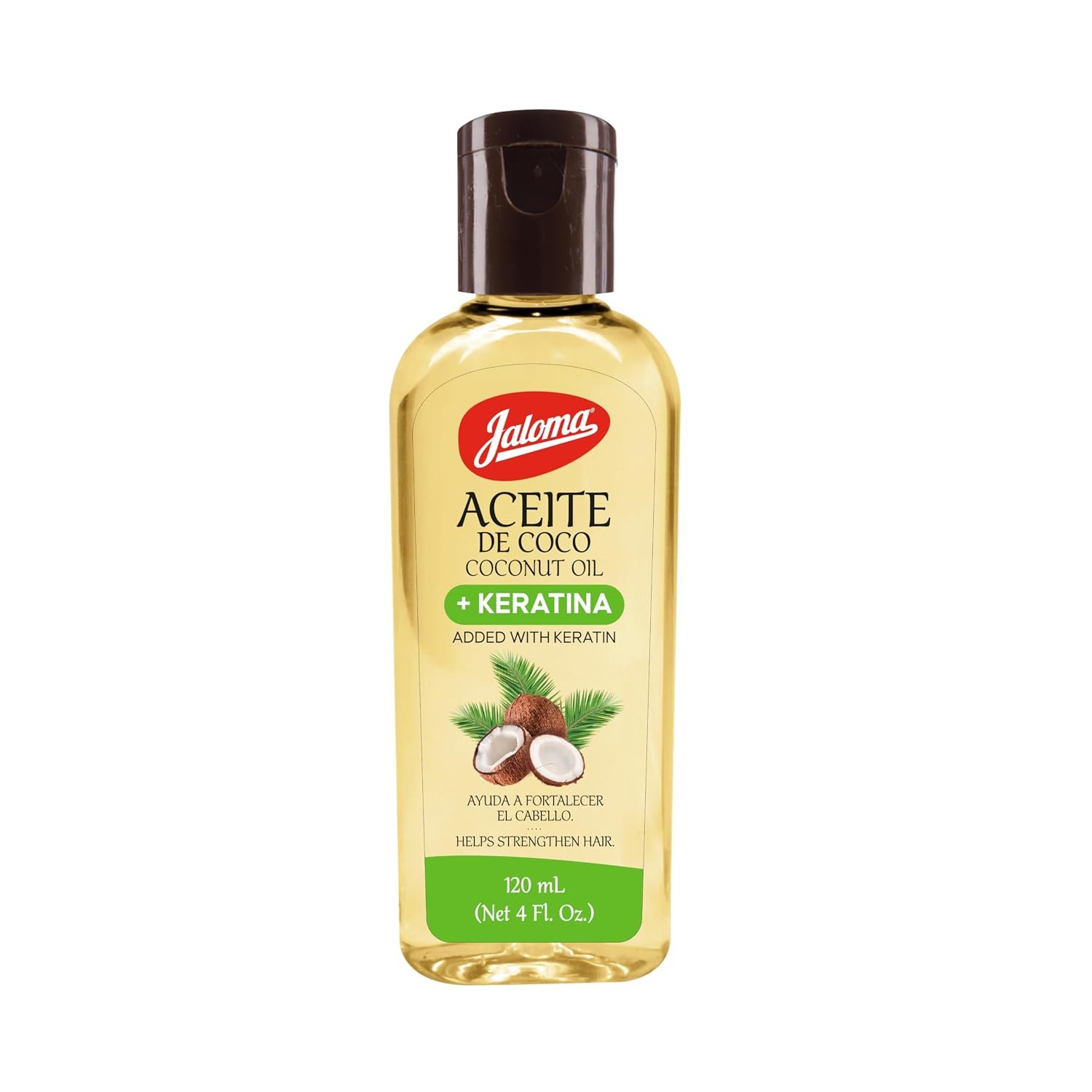 Jaloma Coconut Oil with Keratin to Help Strengthen Hair, 4 Oz Bottle