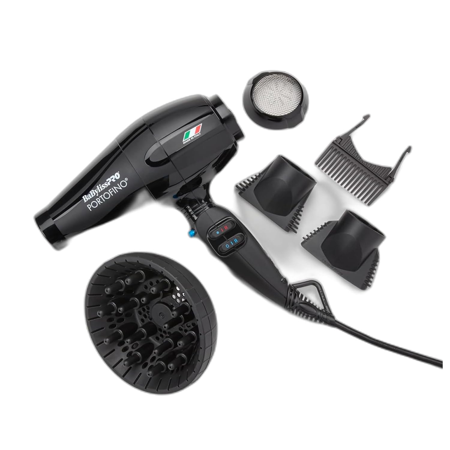 BaBylissPRO Hair Dryer, Nano Titanium Portofino 2000-Watt Blow Dryer, Hair Styling & Appliances, Black, BPOR1 | 2000W Italian AC Motor for Thick and Long Hair, Black, BPOR1