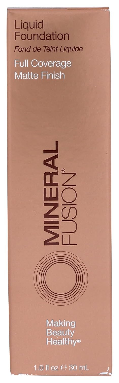 Mineral Fusion Full Coverage Foundation, Liquid Foundation – Neutral 1- Fair Complexion w/Neutral Undertones, Lightweight Matte Finish, Up to 12 Hr Hydration, Hypoallergenic & Vegan, 1 fl. oz