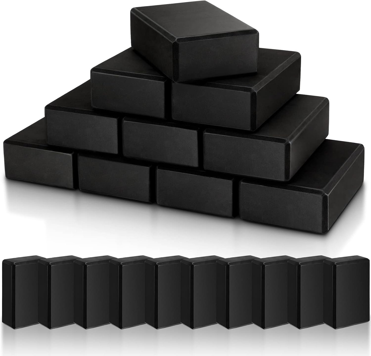 10 Pcs Foam Eva Yoga Blocks Non Slip Lightweight Bricks Yoga Bulk Supportive Blocks Prop Accessories for Pilates Stretching and Meditation Women Men Yogi Beginners, Black