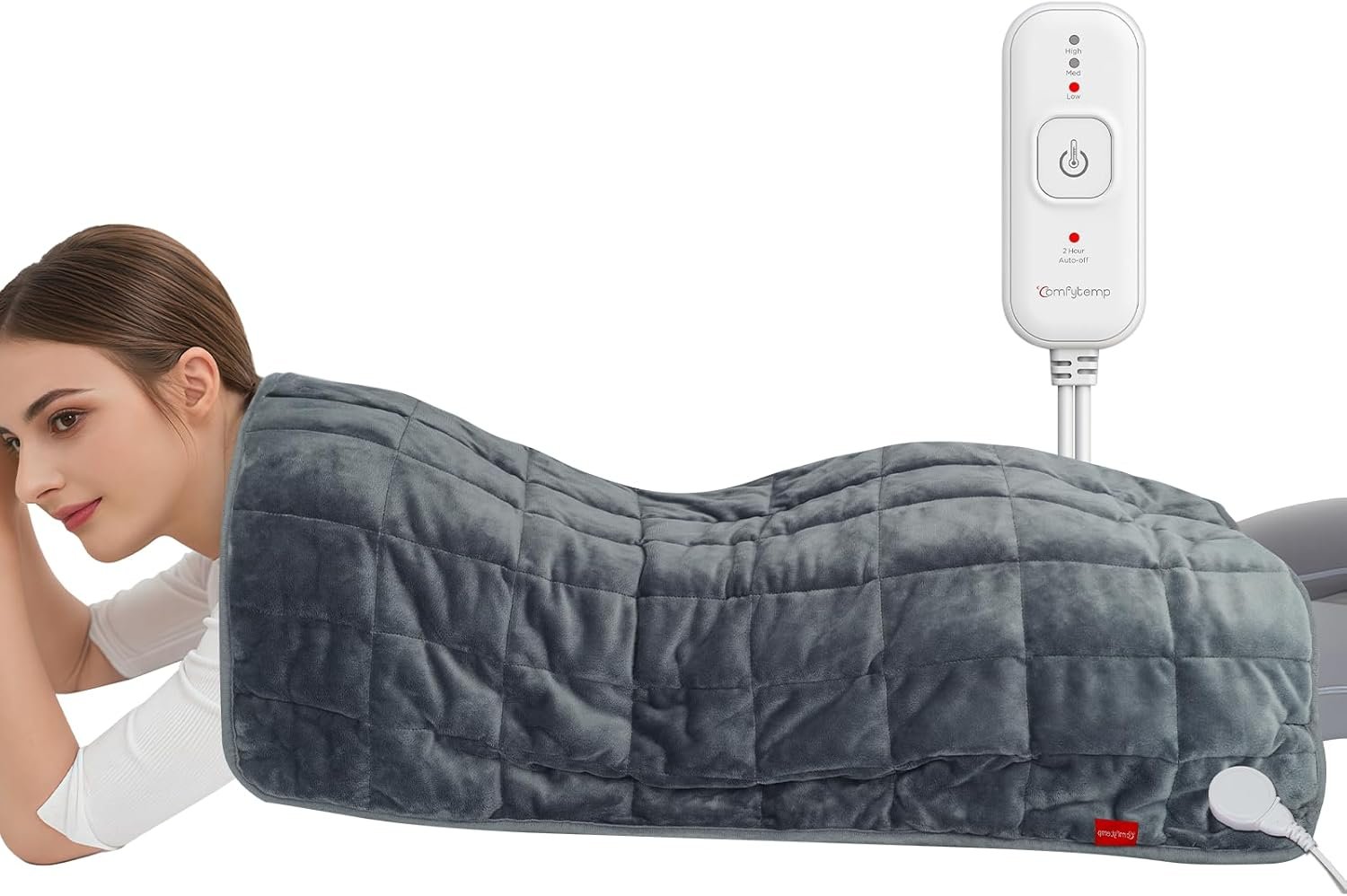 Comfytemp Weighted Large Heating Pad 17″×33″ for Back & Period, FSA Eligible Far Infrared Electric Heat Pad, Fathers Day Gift for Dad Men, HSA King Size Heated Pad with Evenly Filling Ceramic Bead
