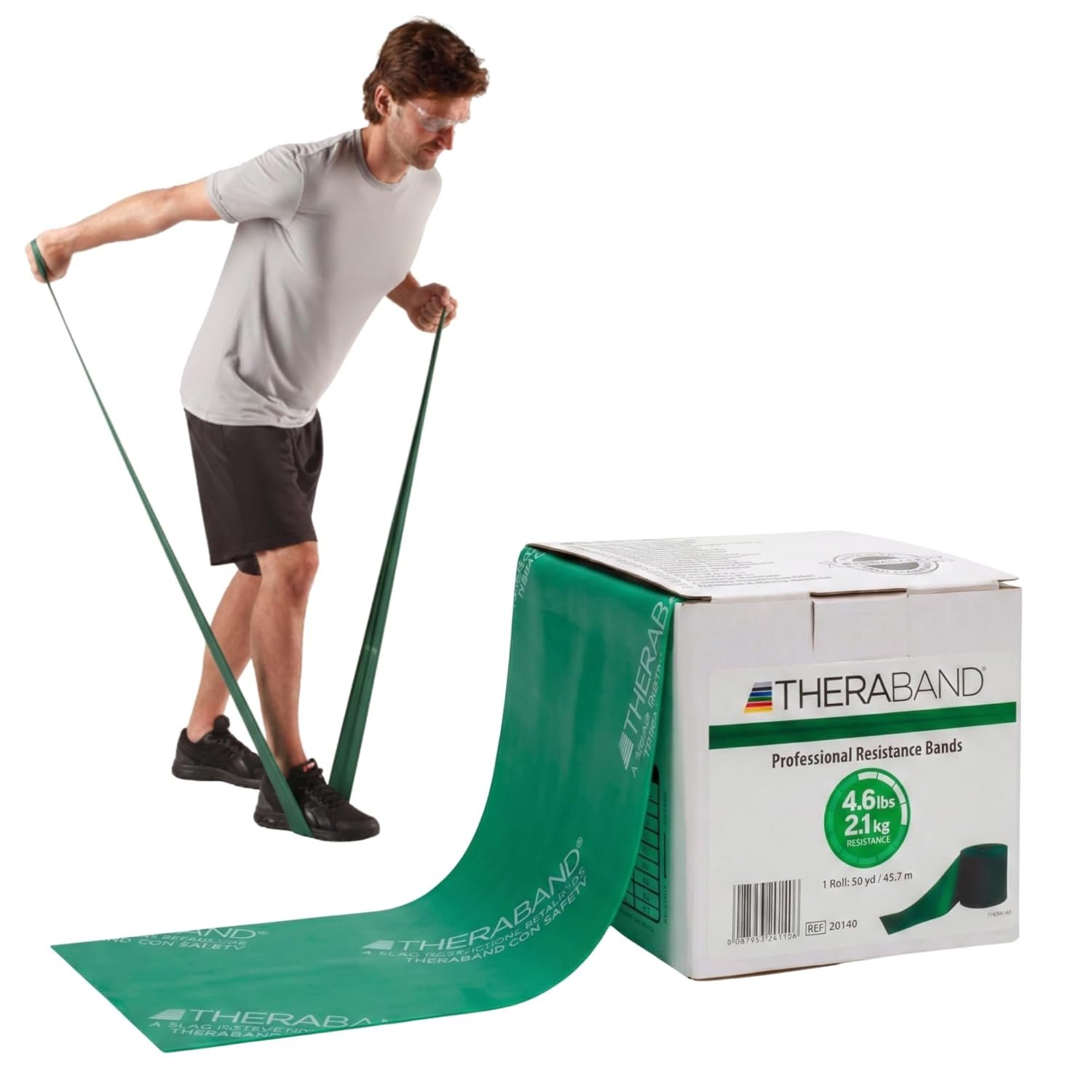 THERABAND Resistance Band, Green, Heavy, 50-Yard Roll, Latex, Elastic Band for Exercise, Physical Therapy, Yoga, Pilates, Stretching, Home Workouts, Cut-to-Length, Color-Coded Levels