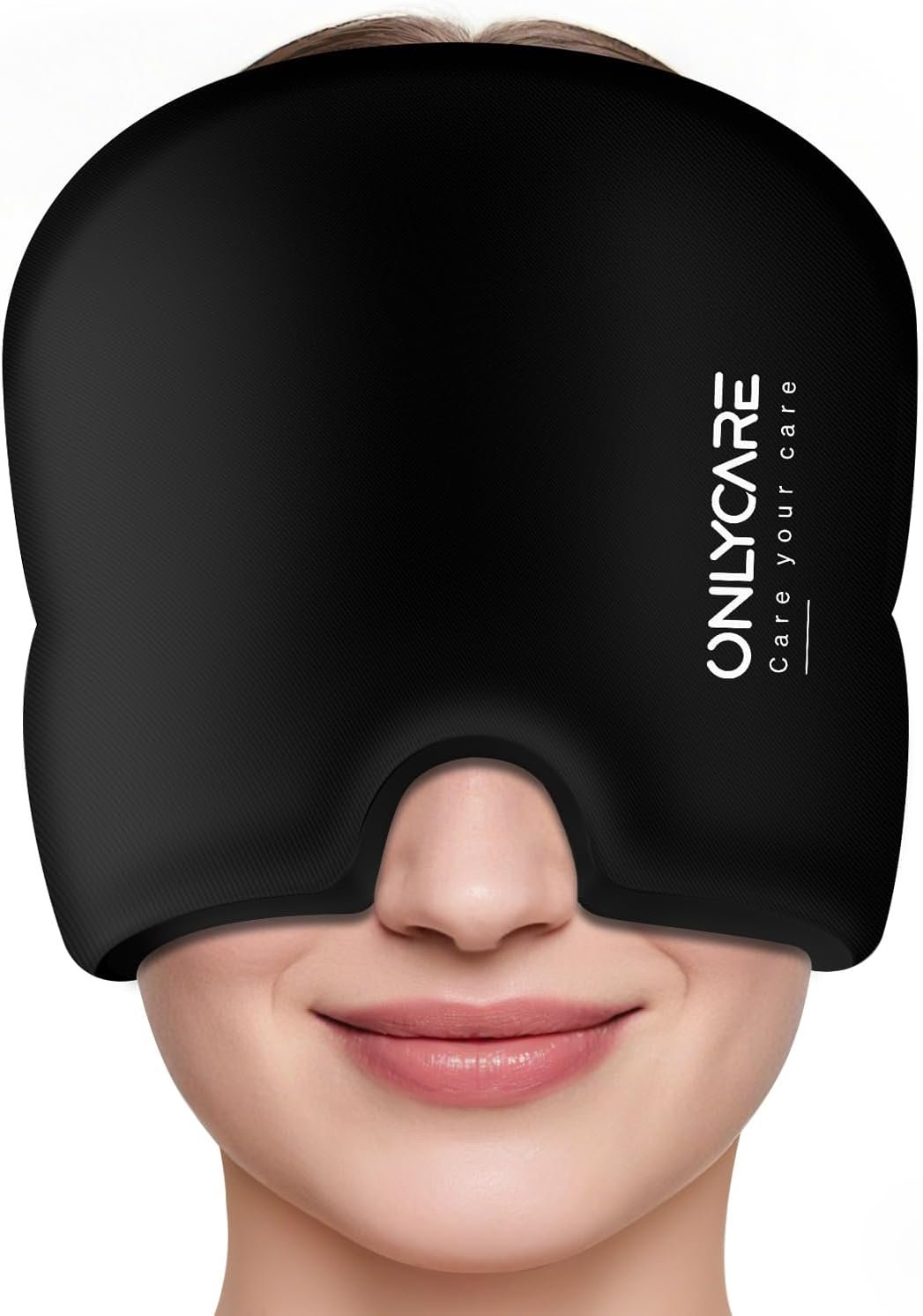 ONLYCARE Migraine Relief Cap, Upgraded Headache Relief Cap with Odorless Reusable Gel Head Wrap, Soothing Face Ice Pack Mask Products with Hot & Cold Therapy for Tension, Stress, Hangover & Puffy Eyes