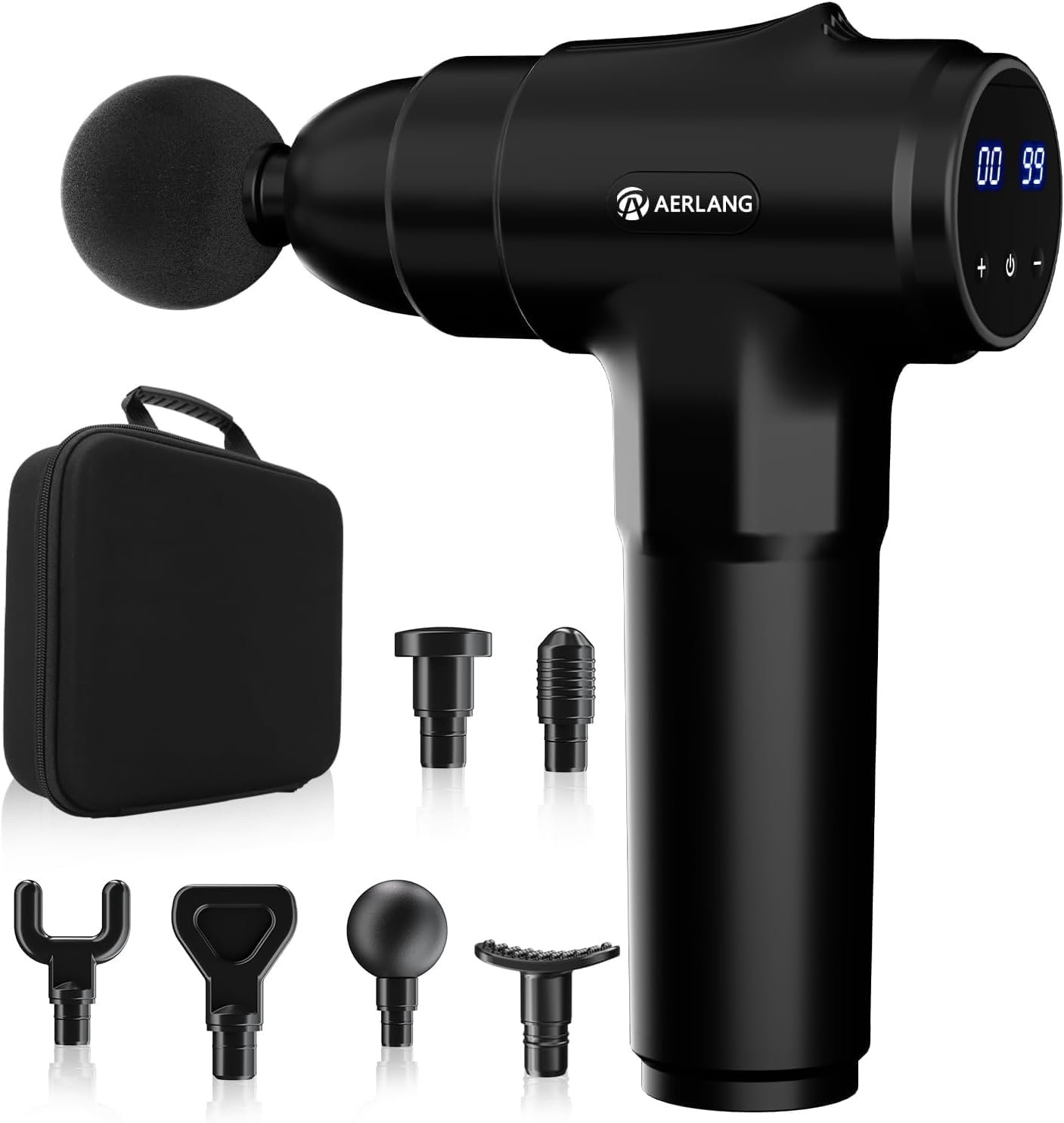 AERLANG Muscle Massage Gun, Back Massager Deep Tissue Gun for Athletes to Relief Pain and Relax with 20 Adjustable High Intensity Speeds 6 Heads, Body Carrying Case