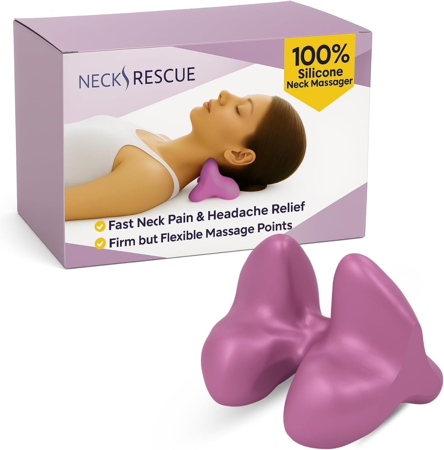 Trigger Point Neck Massager for Neck Pain Relief, Occipital Release Tool, 100% Silicone Design with Flexible Points to Relieve Deep Muscle Tension and Headaches