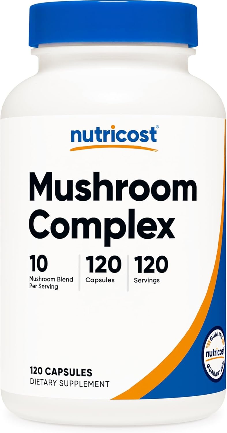 Nutricost Mushroom Complex Supplement, 120 Capsules for 120 Servings per Bottle – 10 Mushroom Blend (Includes Reishi, Maitake, Shiitake, Lion’s Mane, and More) – Non-GMO and Gluten Free