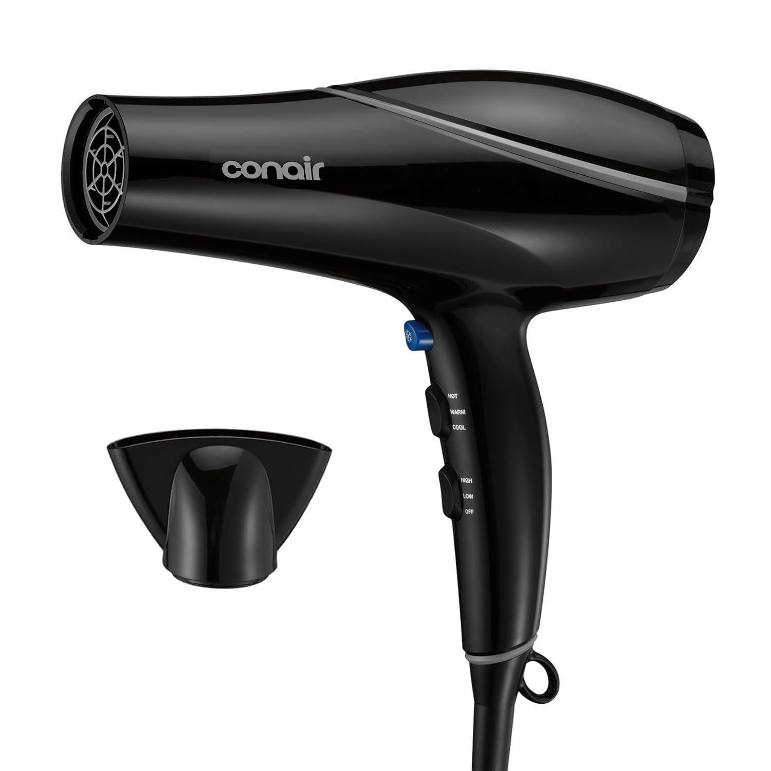 Conair Crystal Infused Ceramic Hair Dryer​ | 1875W, Fast Drying Crystal-Infused Ceramic Technology for Fine, Medium, Thick, and Curly Hair, Black, 190L