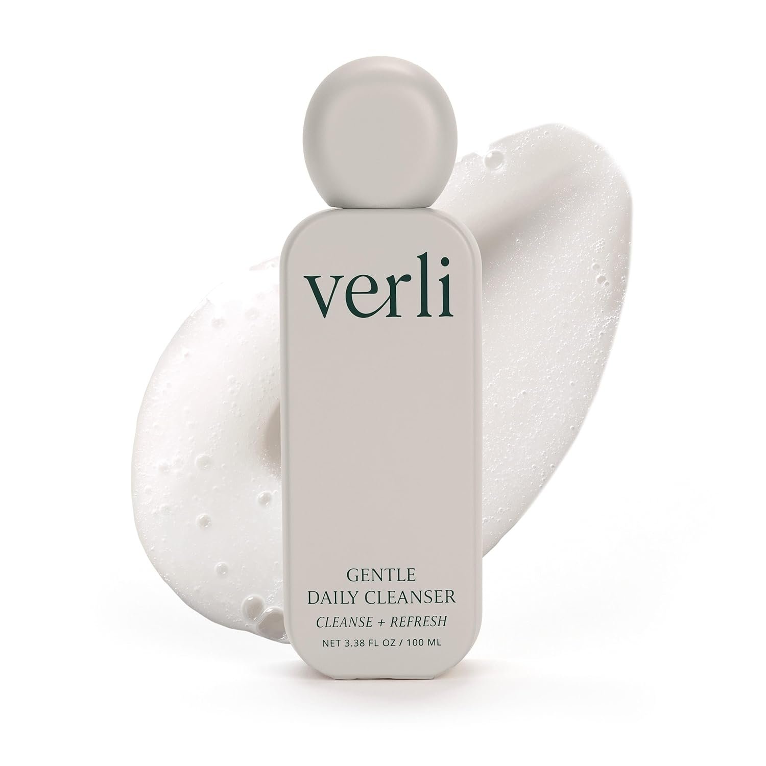 Verli Gentle Daily Cleanser | Hydrating Botanical Face Wash for Sensitive & Dry Skin | Non-Stripping Purifying Skincare for Daily Use | Clean Beauty, 3.38 fl oz