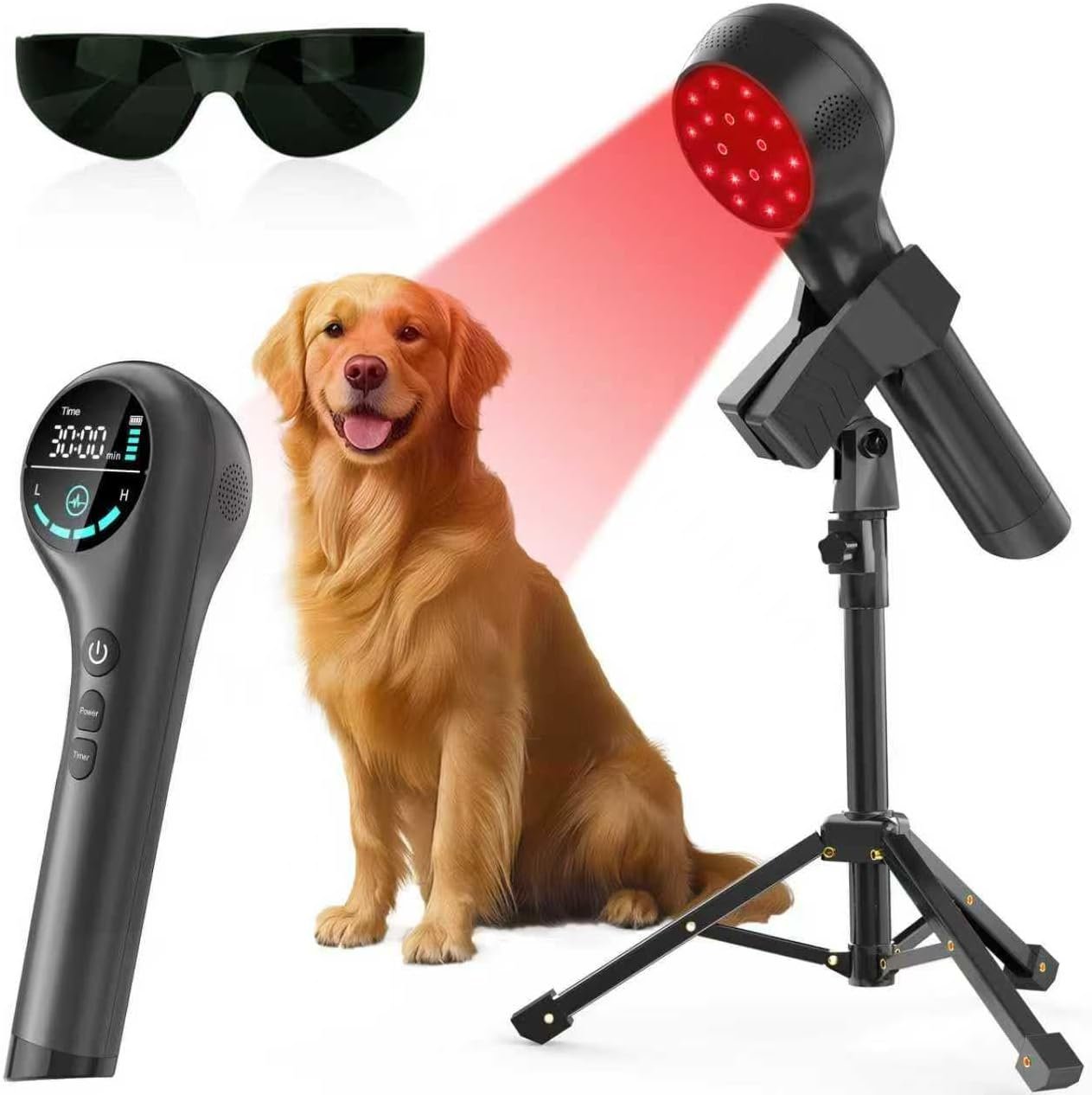 Red Light Therapy Device, Handheld Dual 660nm & 808nm Wavelength Infrared Light Therapy Wand for Body, Knee, Shoulder, Back, Joint & Pet, Promotes Pain Relief, Portable with Stand for Home Use