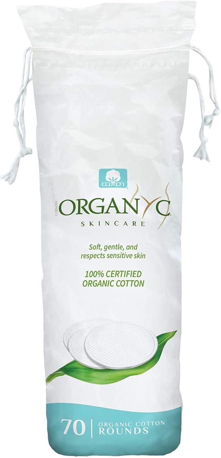 Organyc 100% Organic Cotton Rounds – Biodegradable Cotton, Chemical Free, For Sensitive Skin (70 Count) – Daily Cosmetics. Beauty and Personal Care