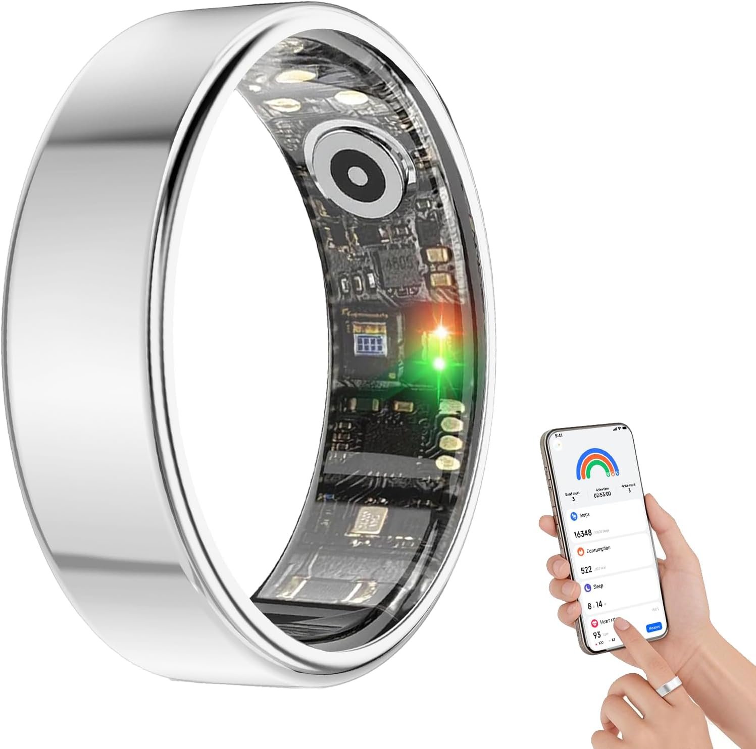 BENIO Smart Ring for Women & Men, Health Tracker with Sleep，Exercise Monitoring, iOS&Android Compatible, IP68 Waterproof, No Subscription