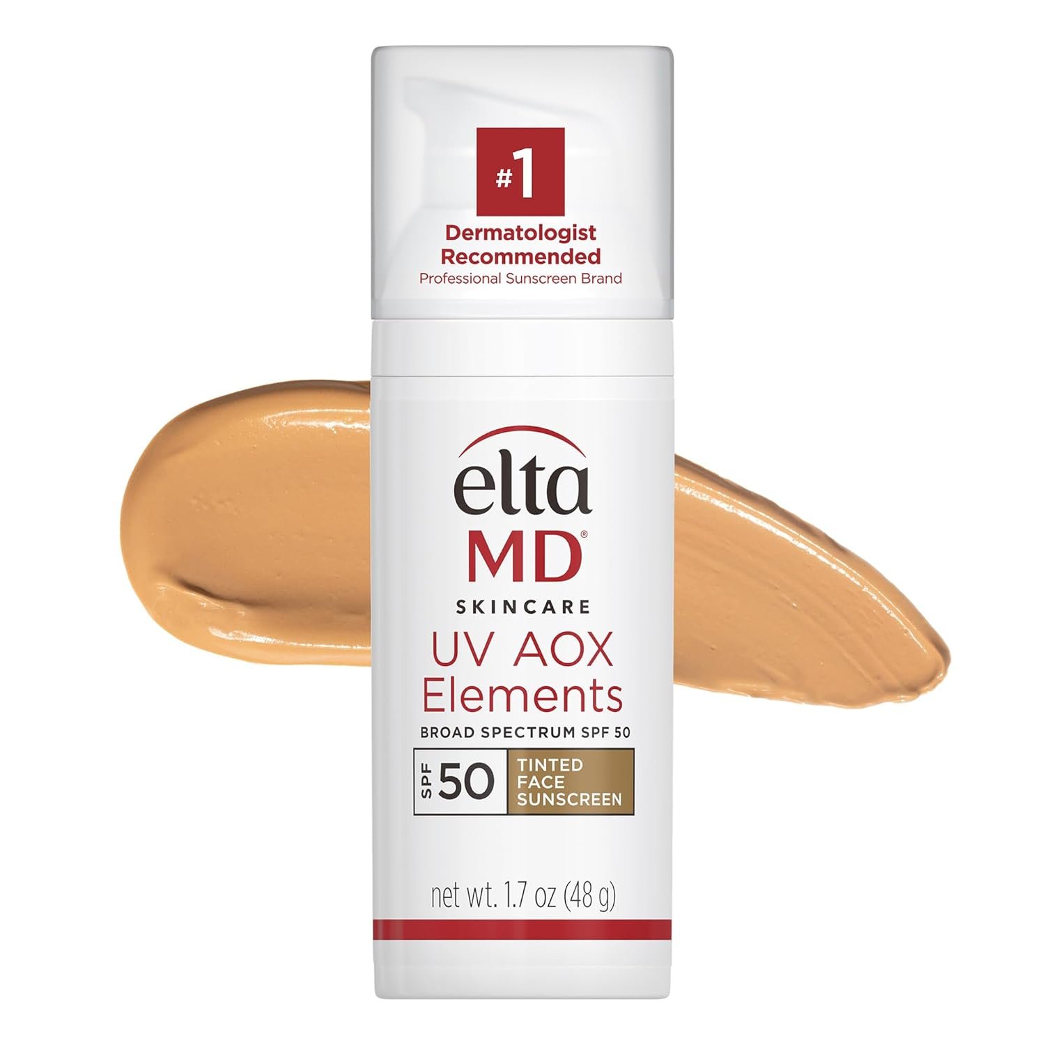 EltaMD UV AOX Elements Tinted Face Sunscreen, SPF 50, 100% Tinted Mineral Sunscreen for Sensitive Skin and Dry Skin with Antioxidants, 1.7 oz Pump