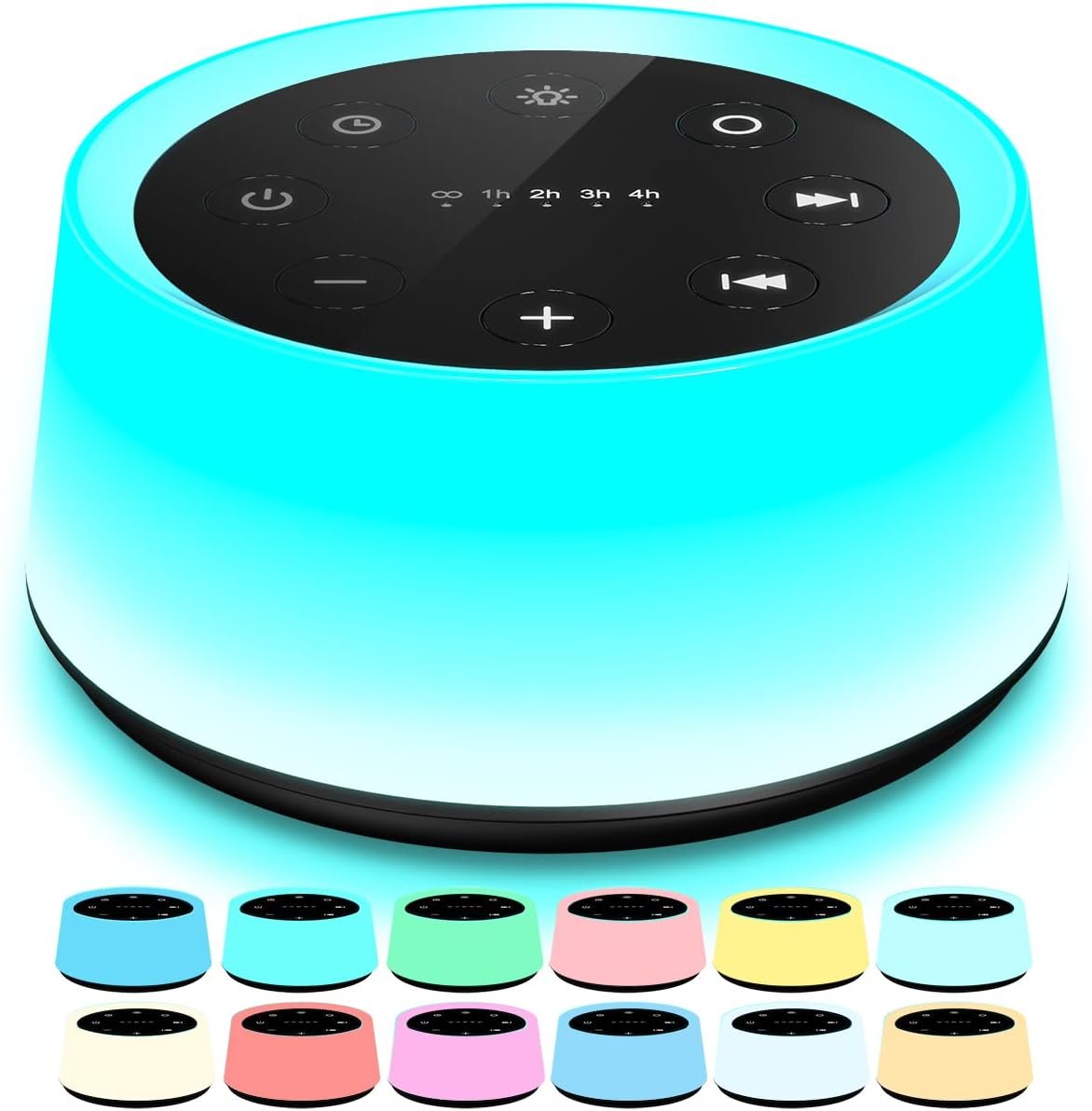 ColorsNoise Sound Machine and White Noise Machine with 30 Soothing Sounds 12 Colors for Kids Adult Baby Night Light with Memory Function for Home Office (Black)