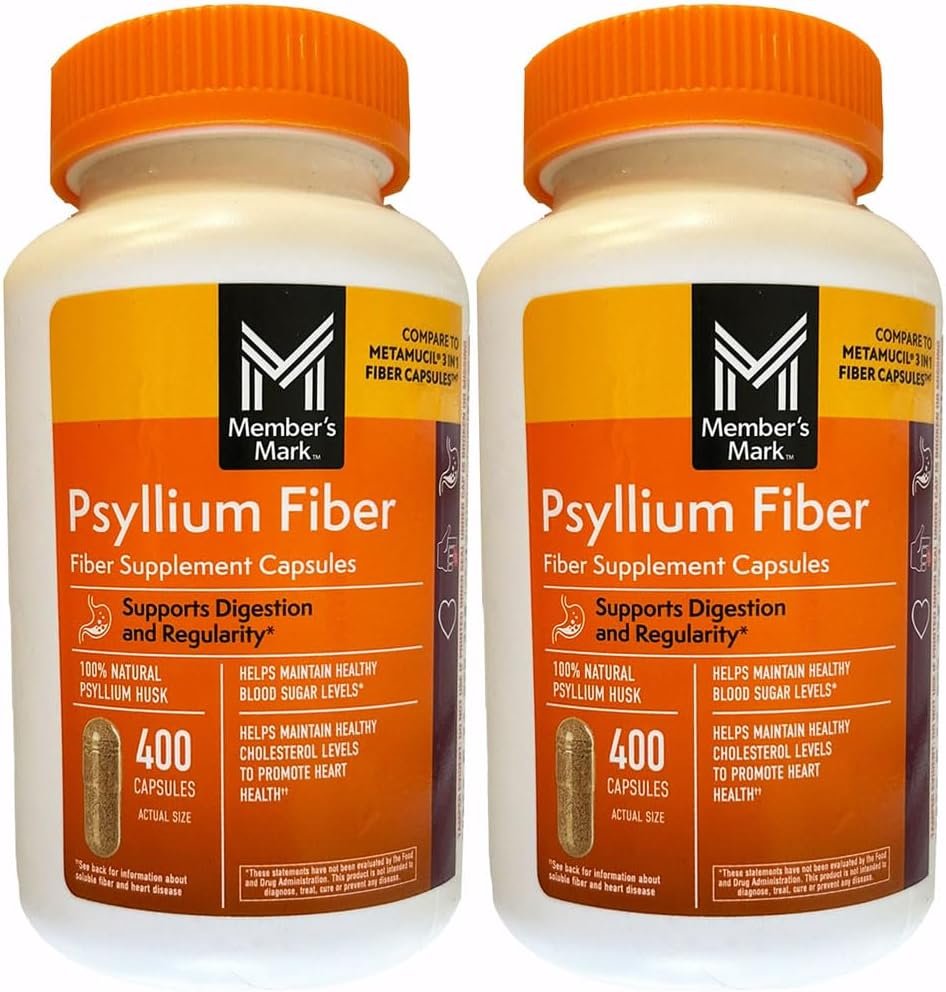 Member’s Mark Fiber Capsules 2Pack (400 Count) Psyllium Husk is The #1 Doctor-Recommended Fiber Supplement.
