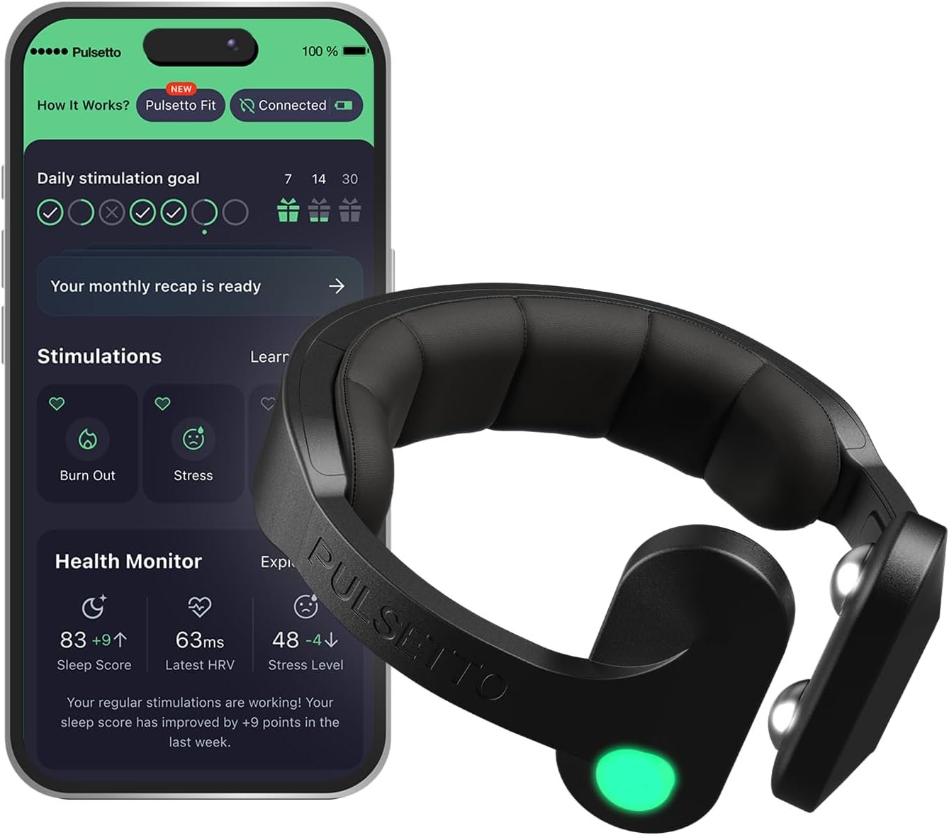 Pulsetto FIT (V2) Wellness Wearable – Relaxation, Sleep & Daily Wellness Support Device