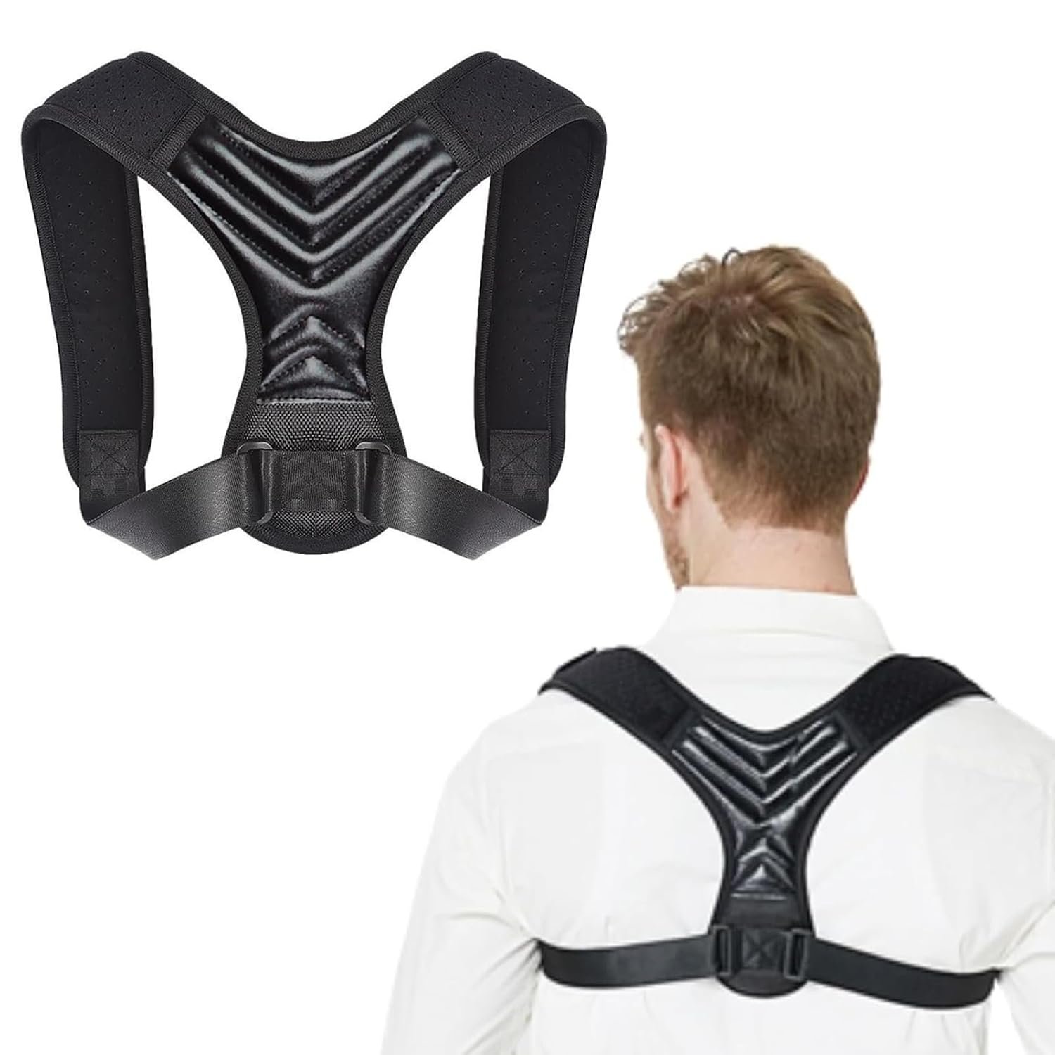 Posture Corrector, Back Brace for Women and Men, Adjustable Back Support, Shoulder Straightener for Improving Hunchback, Providing Pain Relief from Neck, Shoulder, and Upper Back – Black