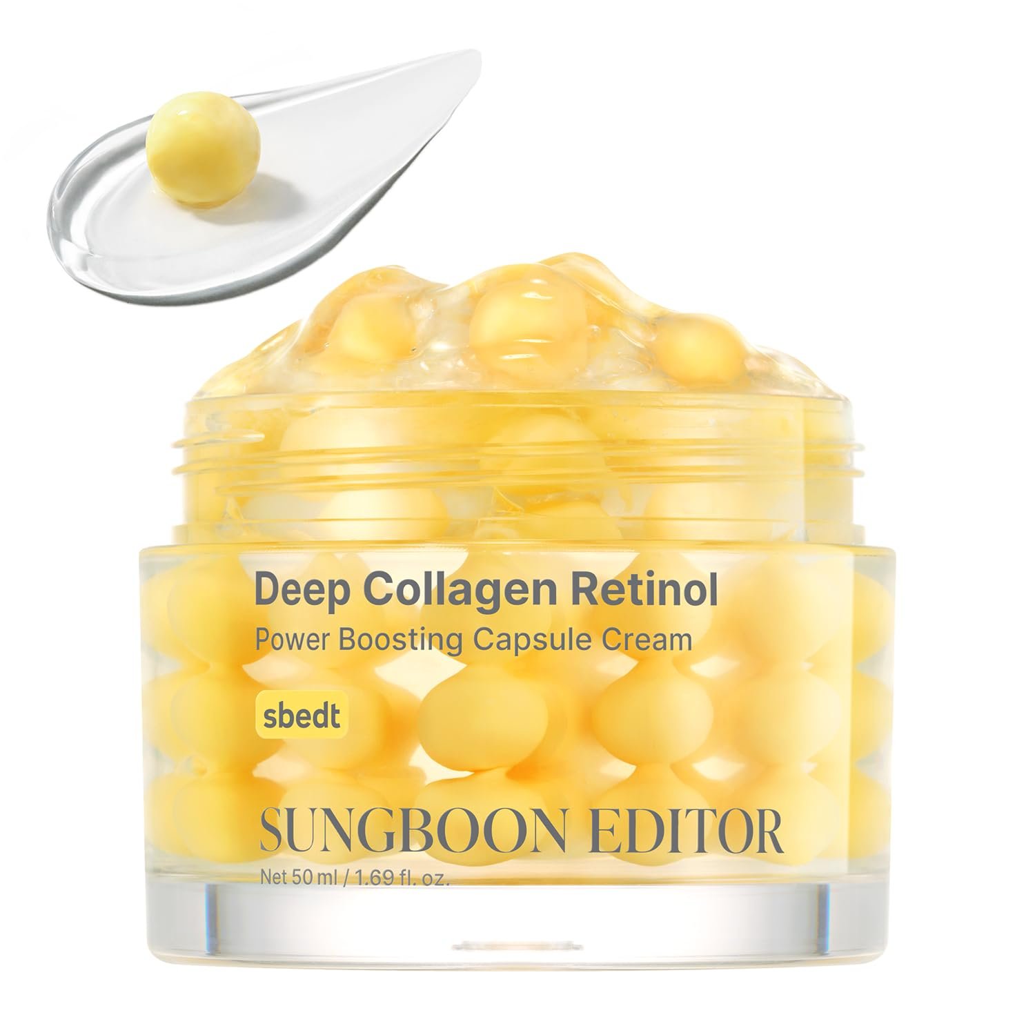 SUNGBOON EDITOR Deep Collagen Retinol Capsule Cream, Firm-Looking Moisturizer for Fine Lines & Dry Skin, with Copper Peptide, White Spicules & Adenosine, Korean Skincare, 1.69 fl oz