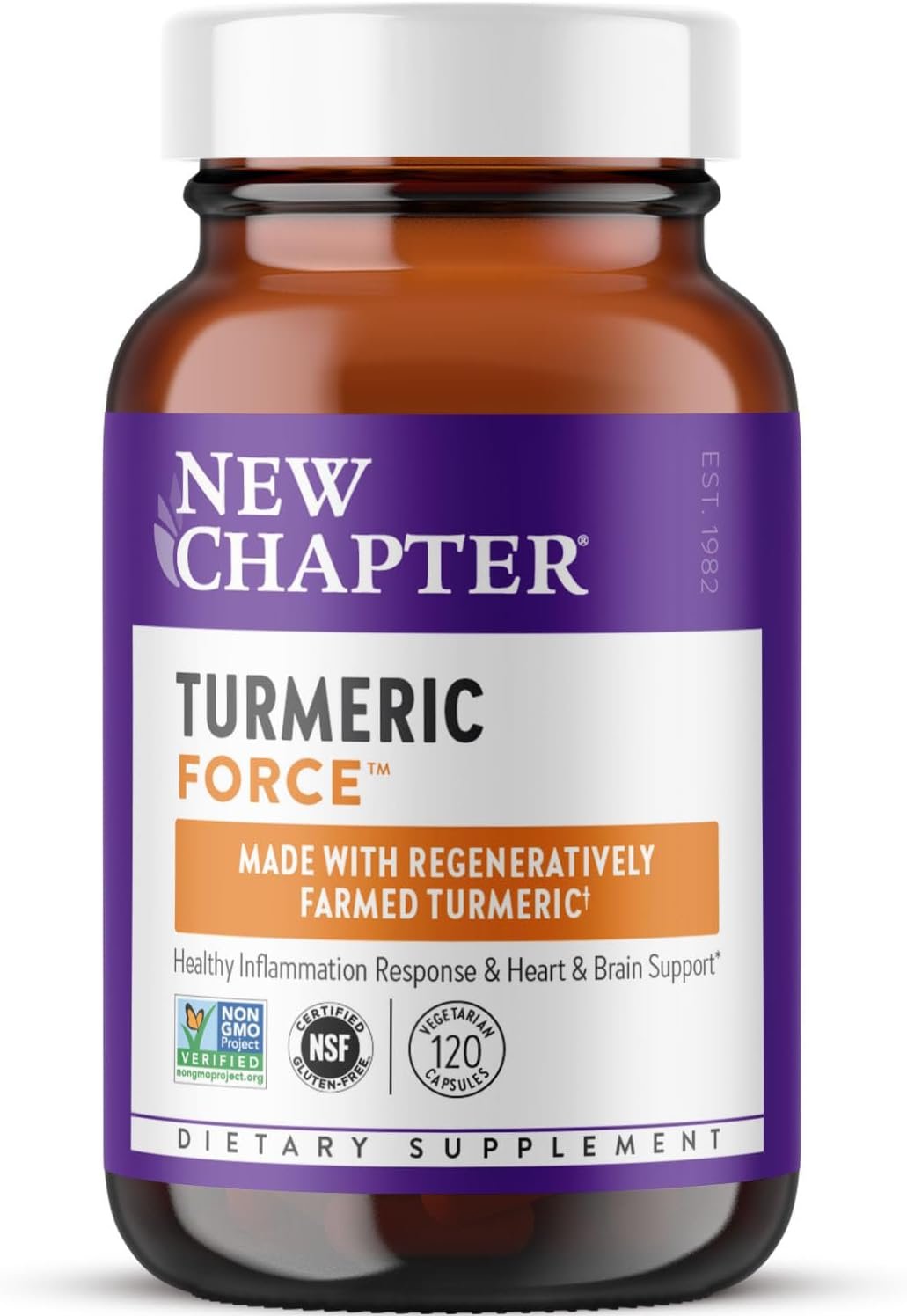 New Chapter Turmeric Supplement, One Daily, Heart, Brain & Healthy Inflammation Support, Supercritical Turmeric Curcumin Means No Black Pepper Needed, Non-GMO, Gluten Free – 120 Count (4 Month Supply)