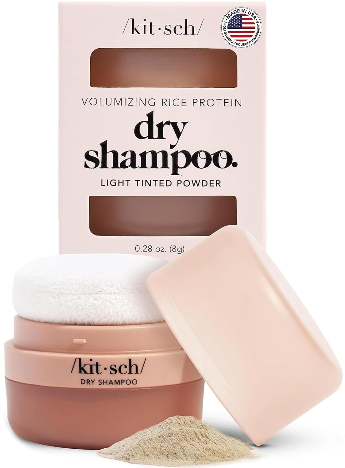 Kitsch Dry Shampoo Powder with Rice Protein for Women & Men – Unscented, Volumizing, No White Cast,Organic, Paraben Free, Non Aerosol for Oily and Light Hair, Travel Size | Ideal Gifts for Women – 8g