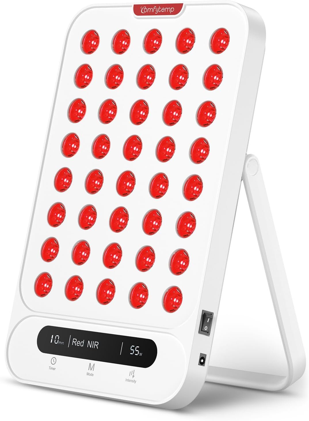 Comfytemp Red Light Therapy for Face & Body, Near Infrared Light Panel with Adjustable Stand, Dual-Chip 40 LEDs, 4 Modes Portable Panel with Timer for Travel Home, 660nm & 850nm, 55W