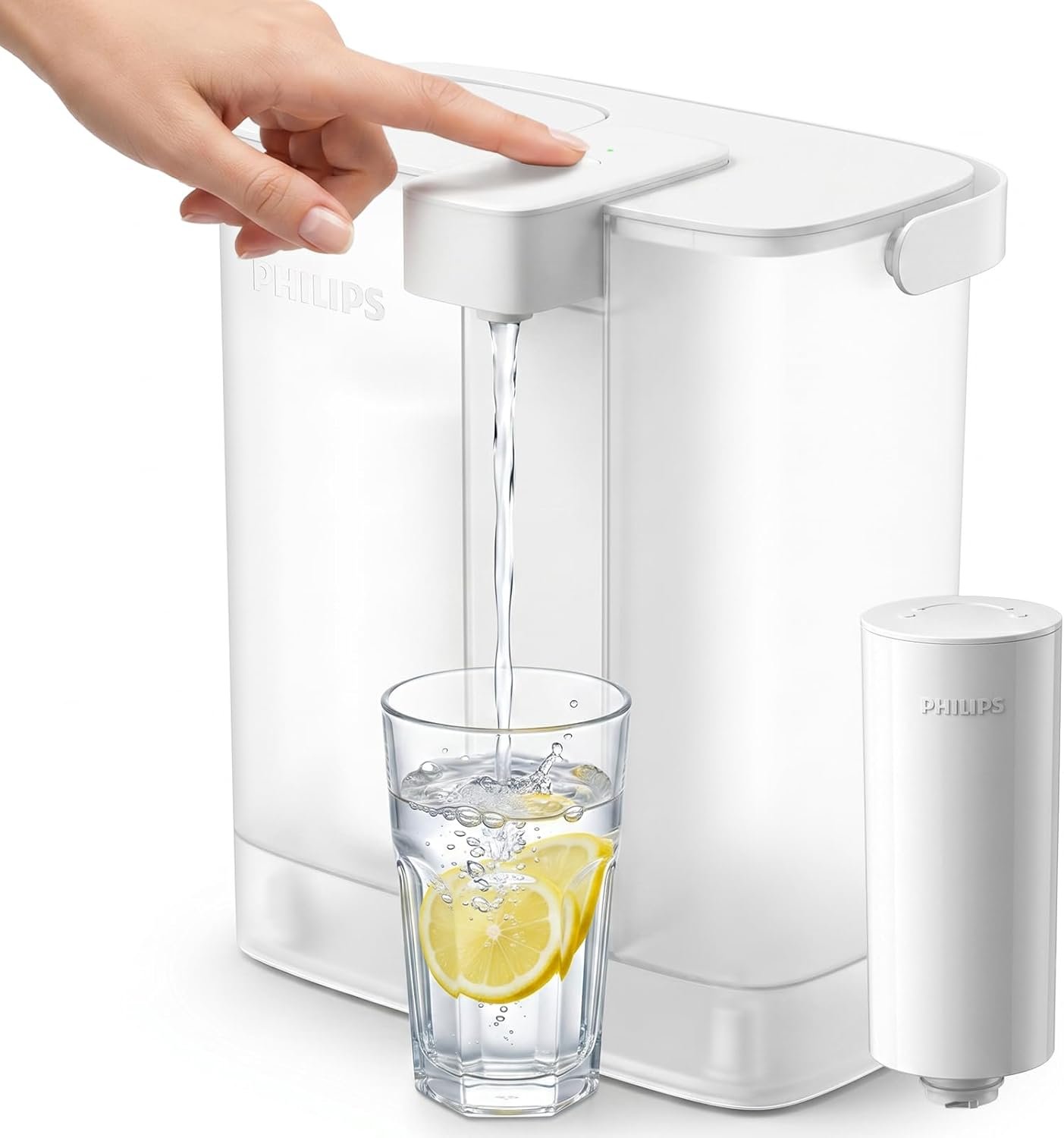 PHILIPS 12 Cup Electric Water Filter Pitcher for Fridge Door, Space-Saving Slim Design, Rechargeable Electric Water Dispenser with Plus Filter, Reduces Lead & 46 Impurities, 3-Month/60-Gallon, ADD5902
