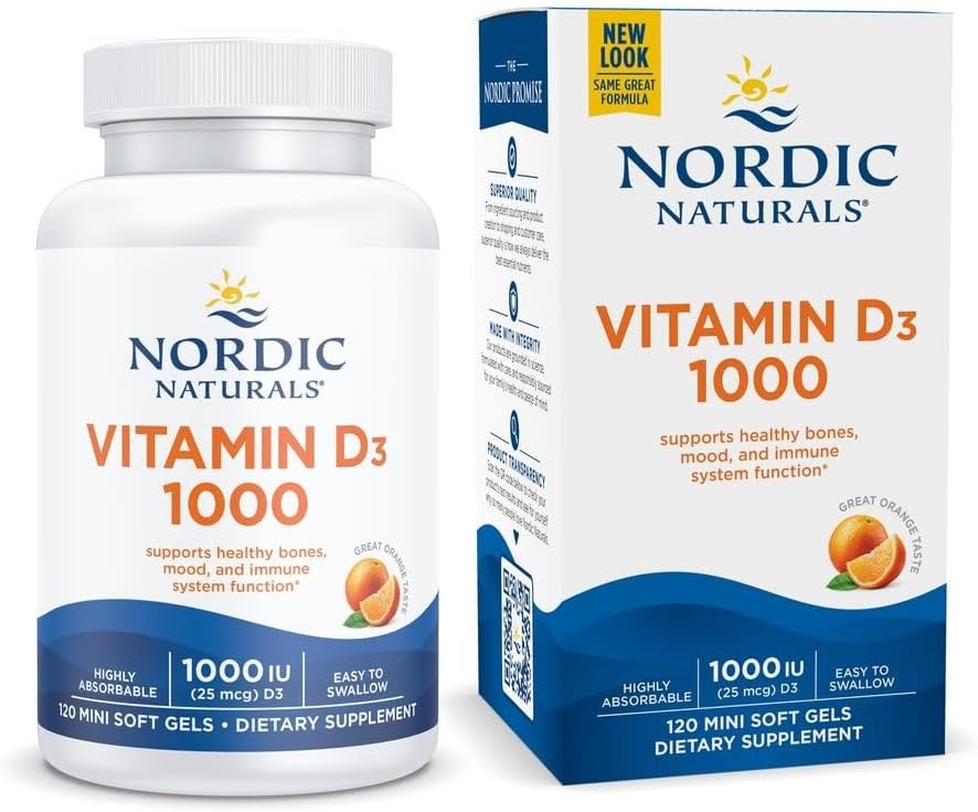 Nordic Naturals Vitamin D3 1000, Orange – 120 Mini Soft Gels – 1000 IU Vitamin D3 – Supports Healthy Bones, Mood & Immune System Function – Non-GMO – 120 Servings