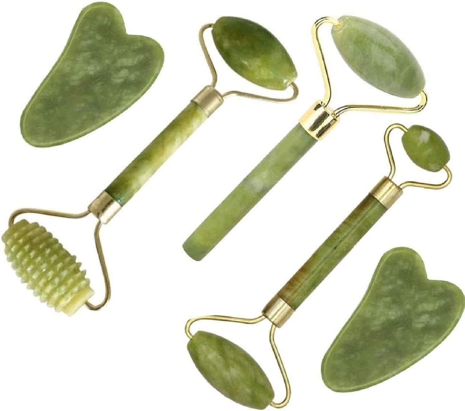 Jade Roller & Gua Sha Set 5 in 1 Facial Massager Tools – Jade Gua Sha Facial Massager Set with Roller for Face Sculpting & Skin Care