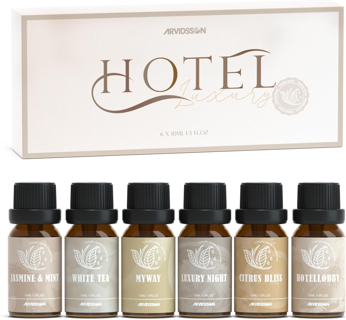 ARVIDSSON Hotel Diffuser Oils Gift Set – Hotel Essential Oils for Diffusers and Crafting – Inspired by the 5 Star Hotels Scent, Premium Fragrance Oil Blend Set, 6 x 10 mL, 0.34 fl oz