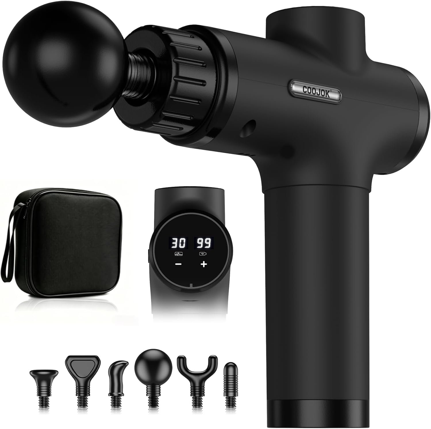 Massage Gun, Deep Tissue Percussion Muscle Massager for Pain Relief, Handheld Electric Back & Neck Massager with 30 Speeds and 6 Massage Heads for Athletes, Men & Women