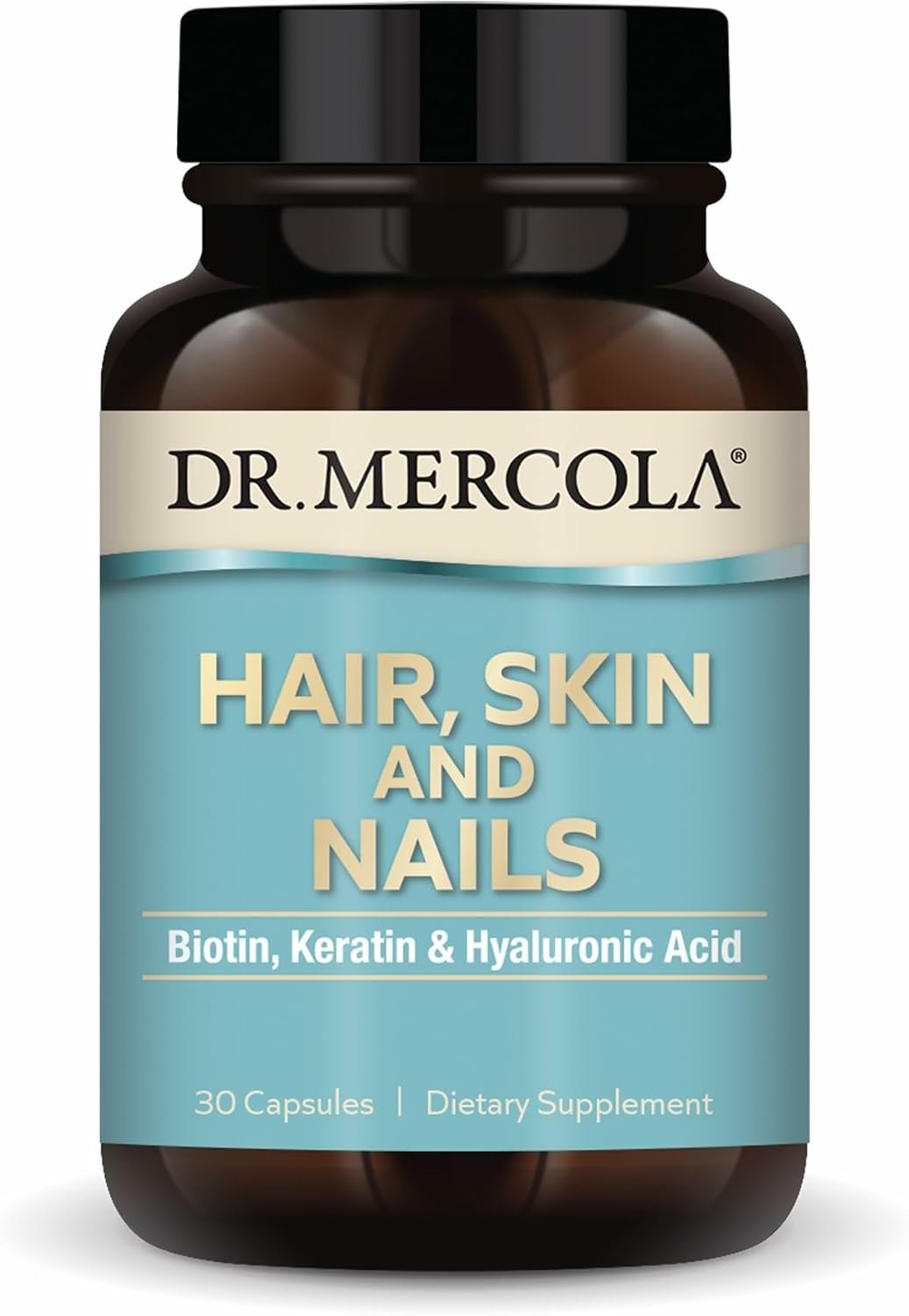 Dr. Mercola Hair, Skin and Nails – Provides Biotin, Keratin & Hyaluronic Acid – Premium Quality – Supports Healthy Aging – Non-GMO, Gluten-Free & Soy-Free – 30 Capsules (30 Servings)