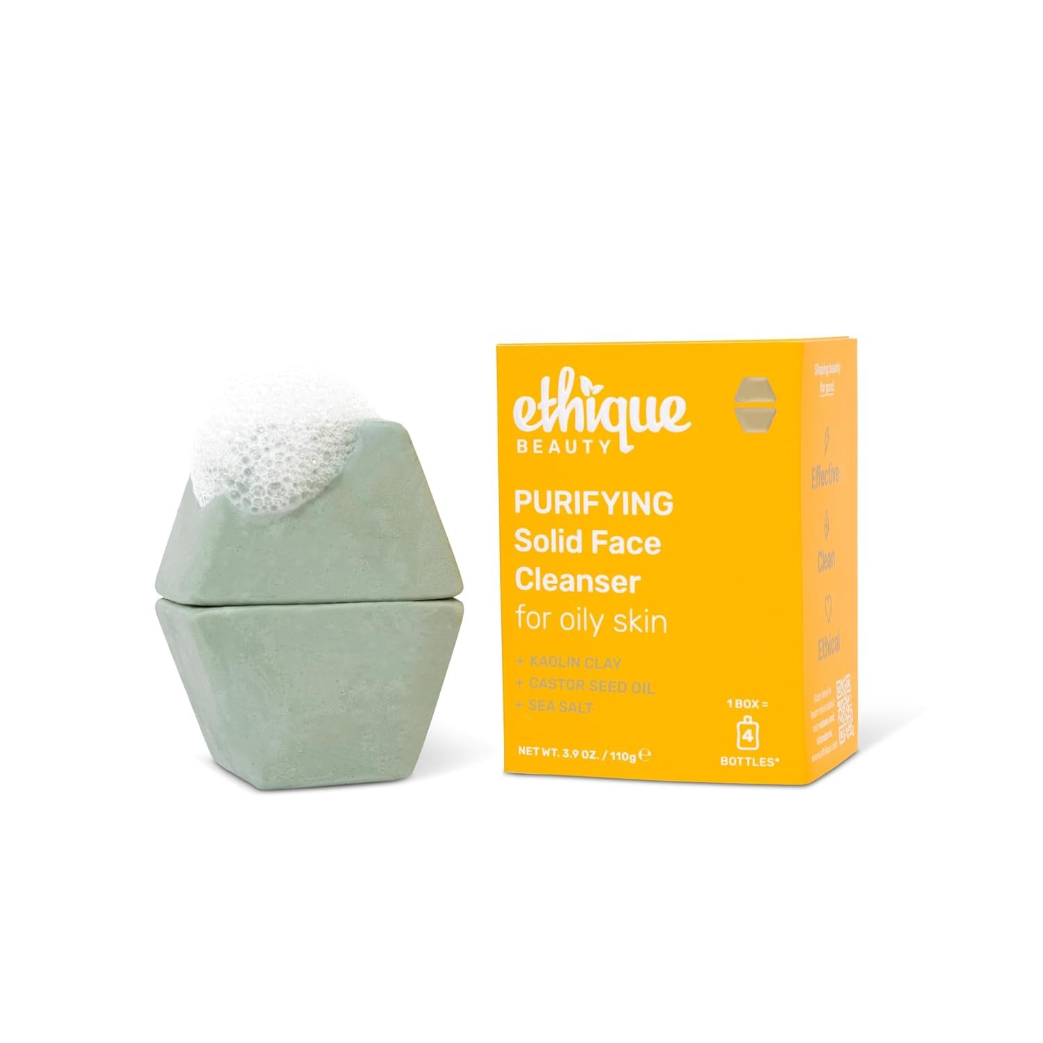 Ethique Purifying – Solid Face Cleanser for Oily Skin -Vegan, Zero-Waste, Plastic-Free, Cruelty-Free, 3.9 oz (Pack of 1: 2 Bars)