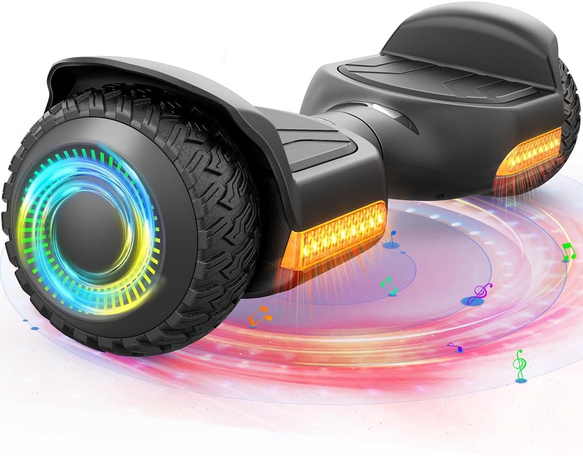 Gyroor Self Balancing Scooter New G13 All Terrain Balancing Scooter with LED Lights, Self Balancing Off Road with Bluetooth for Kids ages 6-12 and Adults-Black