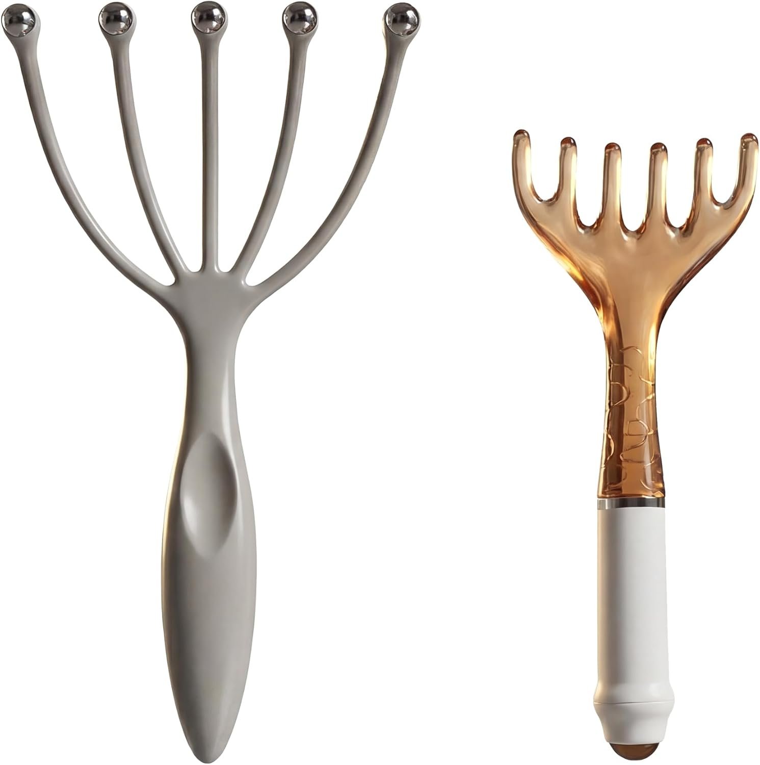 Scalp Massager & Gua Sha Tool Set – Manual Head Massager, Massage Comb for Relaxation & Stress Relief (Grey & Brown)