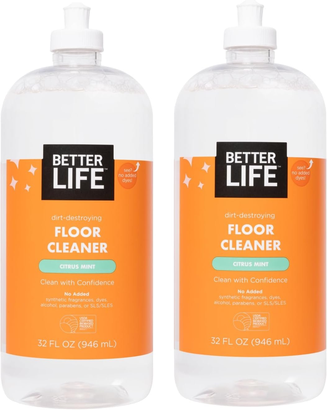 Better Life Floor Cleaner – Liquid Multipurpose Cleaner for Wood, Tile, Laminate, Vinyl, Bamboo – Hardwood Floor Cleaner for Mopping – Citrus Mint, 32 Fl Oz (Pack of 2)