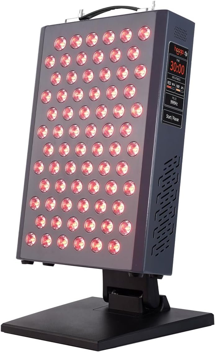 Hooga Red Light Therapy Panel Device – 630nm 660nm 810nm 850nm Red & Near Infrared Light Therapy, LED Light Therapy Lamp, 72 Quad Chip LEDs, Adjustable Brightness, Pulse Mode – ULTRA360