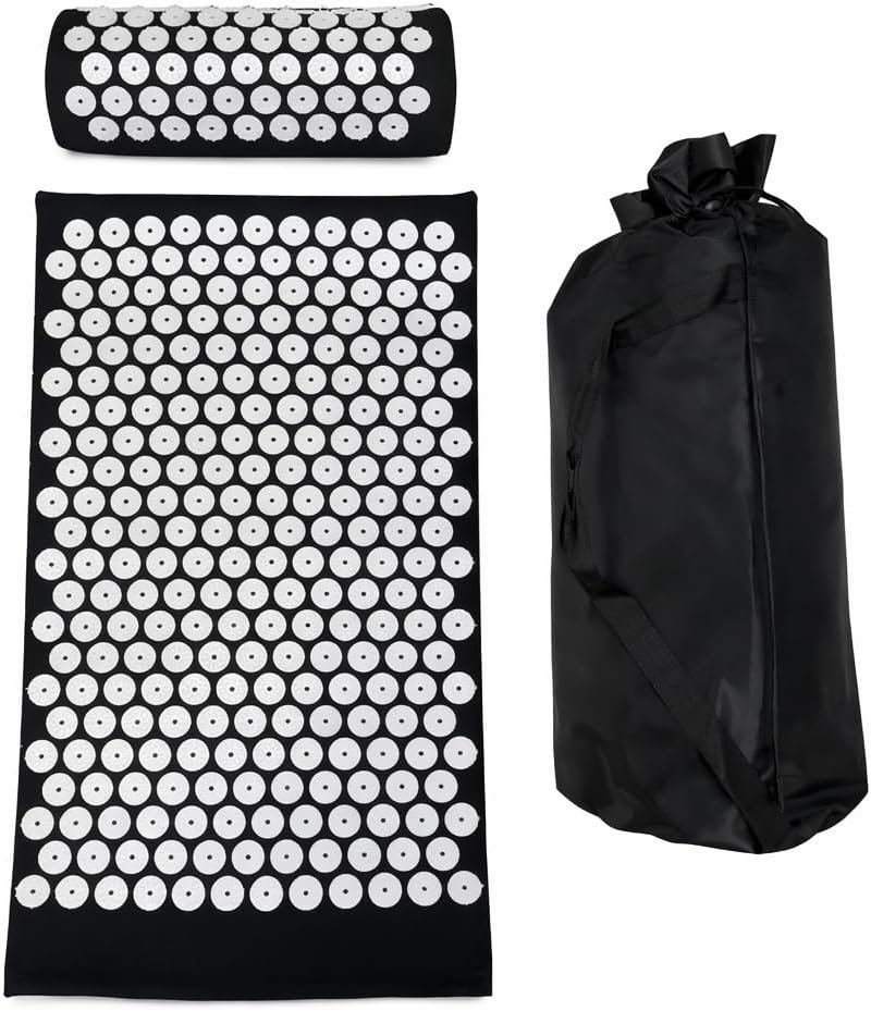 Acupressure Mat and Pillow Set for Back Pain Relief, Stress Relief, Muscle Relaxation, Improve Sleep, with Carry Bag